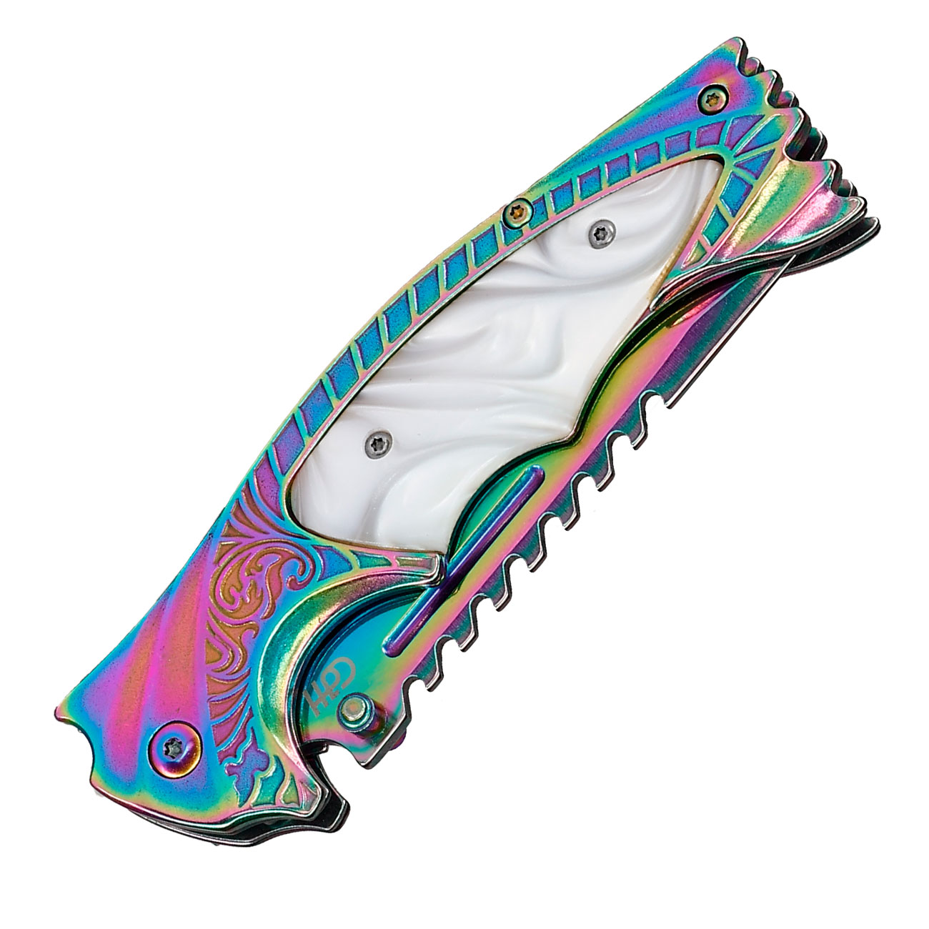 CJH Einhandmesser Shark rainbow inkl. Grtelclip Bild 4