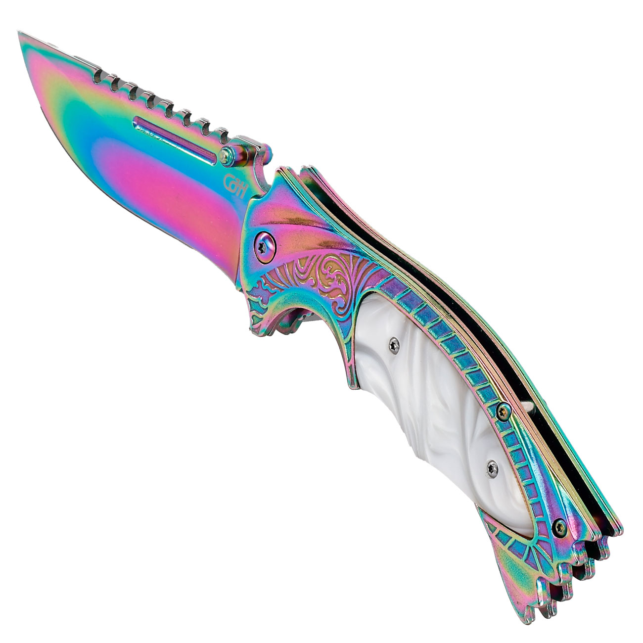 CJH Einhandmesser Shark rainbow inkl. Grtelclip Bild 6