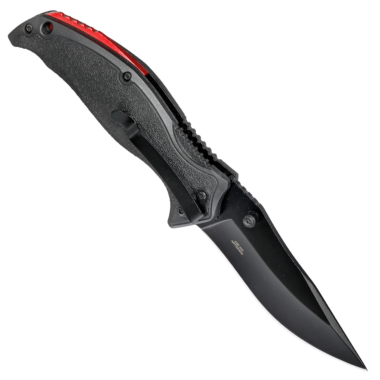 CJH Einhandmesser schwarz/rot inkl. Grtelclip Bild 1