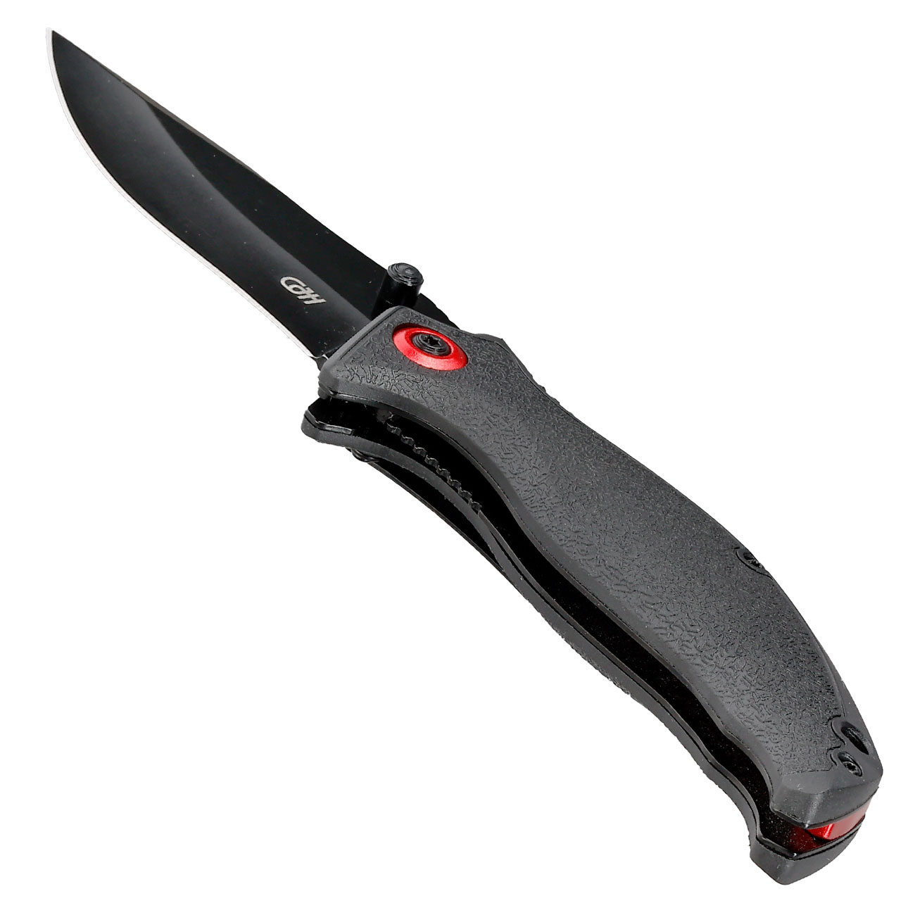 CJH Einhandmesser schwarz/rot inkl. Grtelclip Bild 2