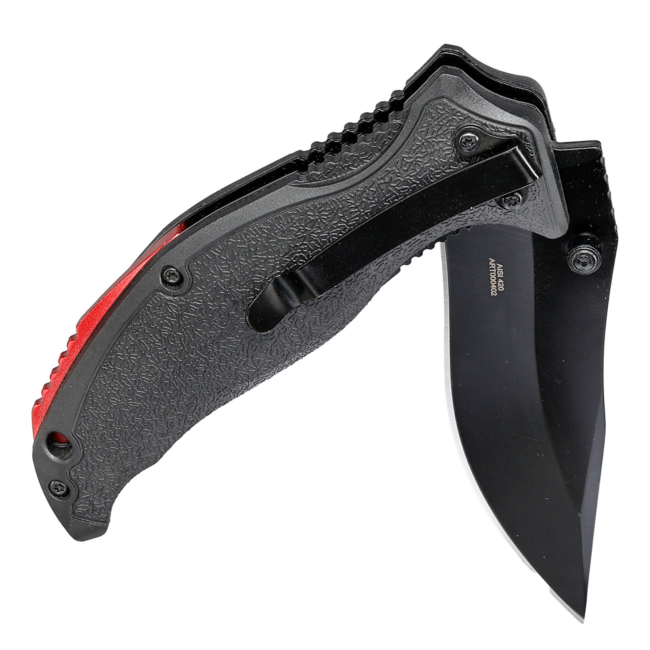 CJH Einhandmesser schwarz/rot inkl. Grtelclip Bild 3