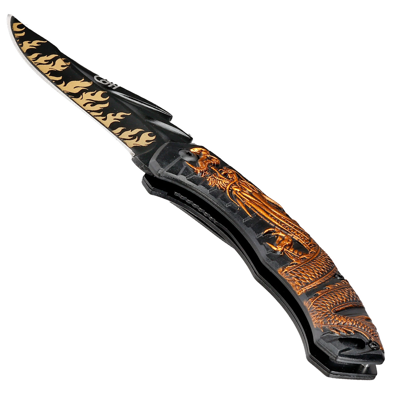 CJH Taschenmesser Drache schwarz/gold inkl. Grtelclip Bild 2