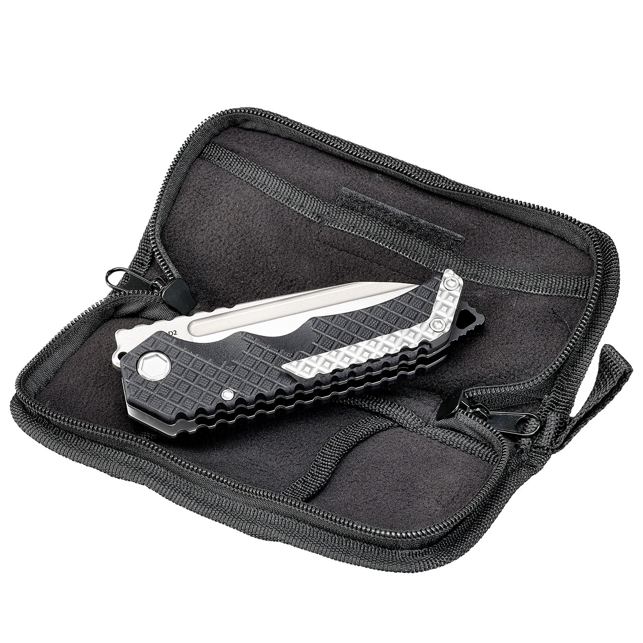 Bker Plus Taschenmesser Hermod Folder D2 Stahl schwarz/silber inkl. Grtelclip und Nylonetui Bild 4