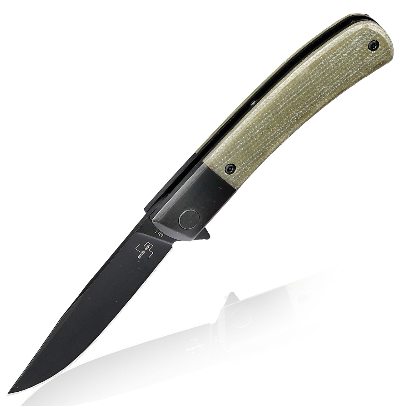 Bker Plus Einhandmesser Modern Gentleman Nitro-V Stahl schwarz/oliv inkl. Grtelclip