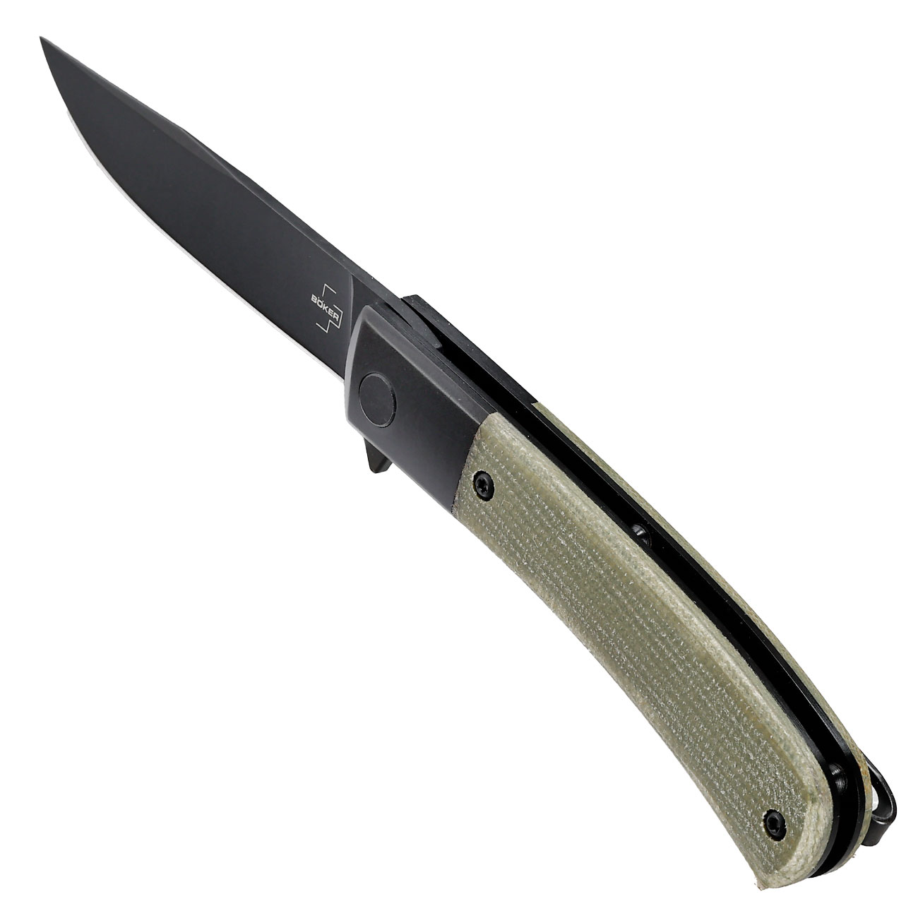 Bker Plus Einhandmesser Modern Gentleman Nitro-V Stahl schwarz/oliv inkl. Grtelclip Bild 6