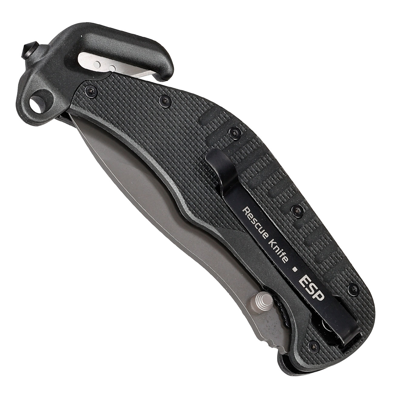 ESP Einhandmesser/Rettungsmesser RK-01-S schwarz inkl. Glasbrecher, Gurtschneider & Grtelclip Bild 5