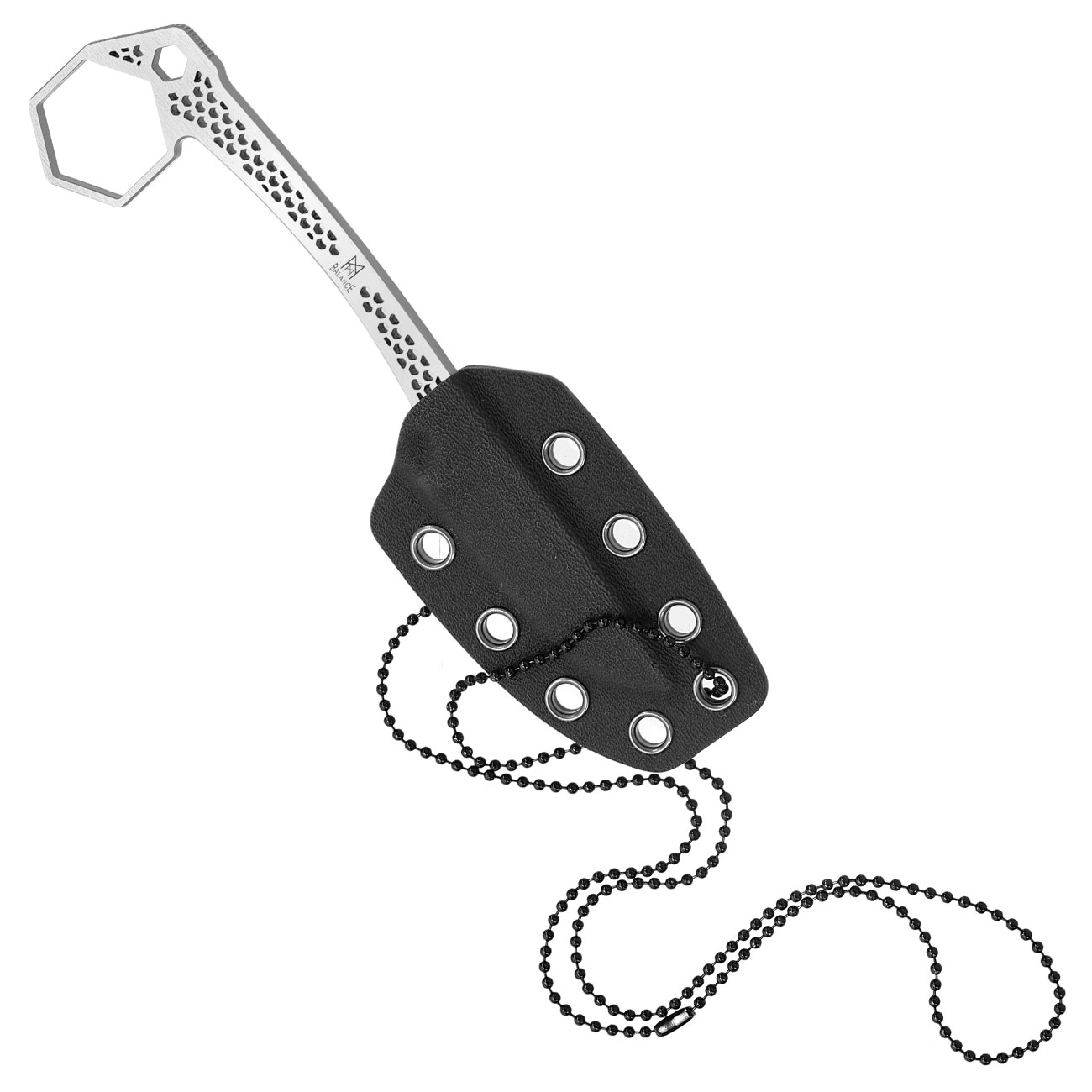 Midgards Neck Knife Honeycomb Balance Line silber inkl. Kydexscheide und Kugelkette Bild 4