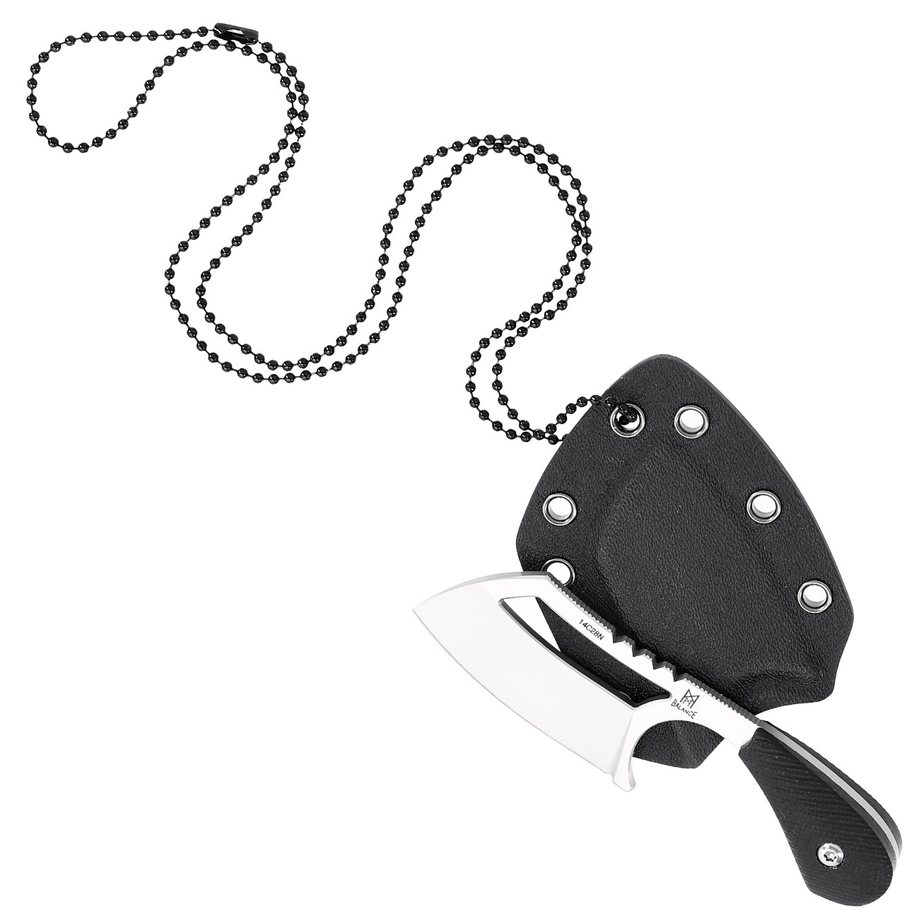 Midgards Messer Neck Knife Ratatosk Cleaver Balance Line silber inkl. Kydexscheide und Kugelkette Bild 3