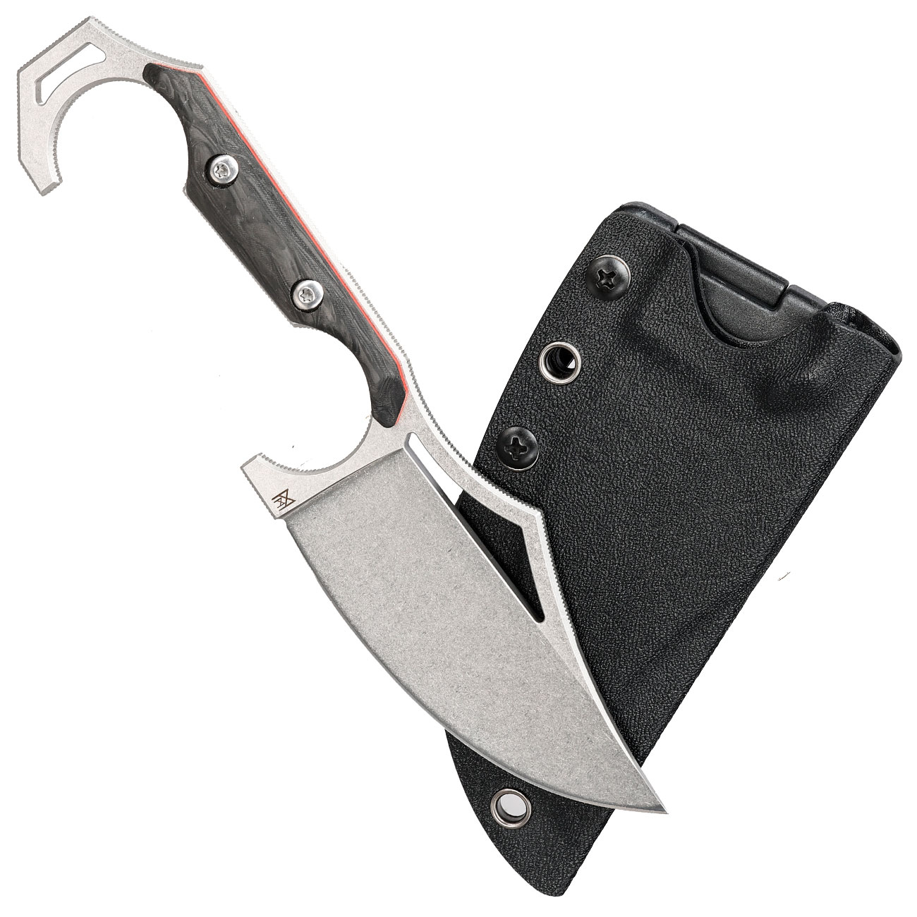 Midgards Grtelmesser Valdis V2 D2 Stahl Kohlefaser Griffschalen stonewash inkl. Kydexscheide und Tek-Lok Grtelclip Bild 3
