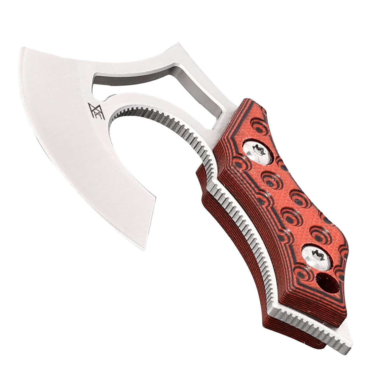 Midgards Neck Knife Mini Axt Nori Nano V2 silber/rot inkl. Klingenschutz und Clip Bild 2