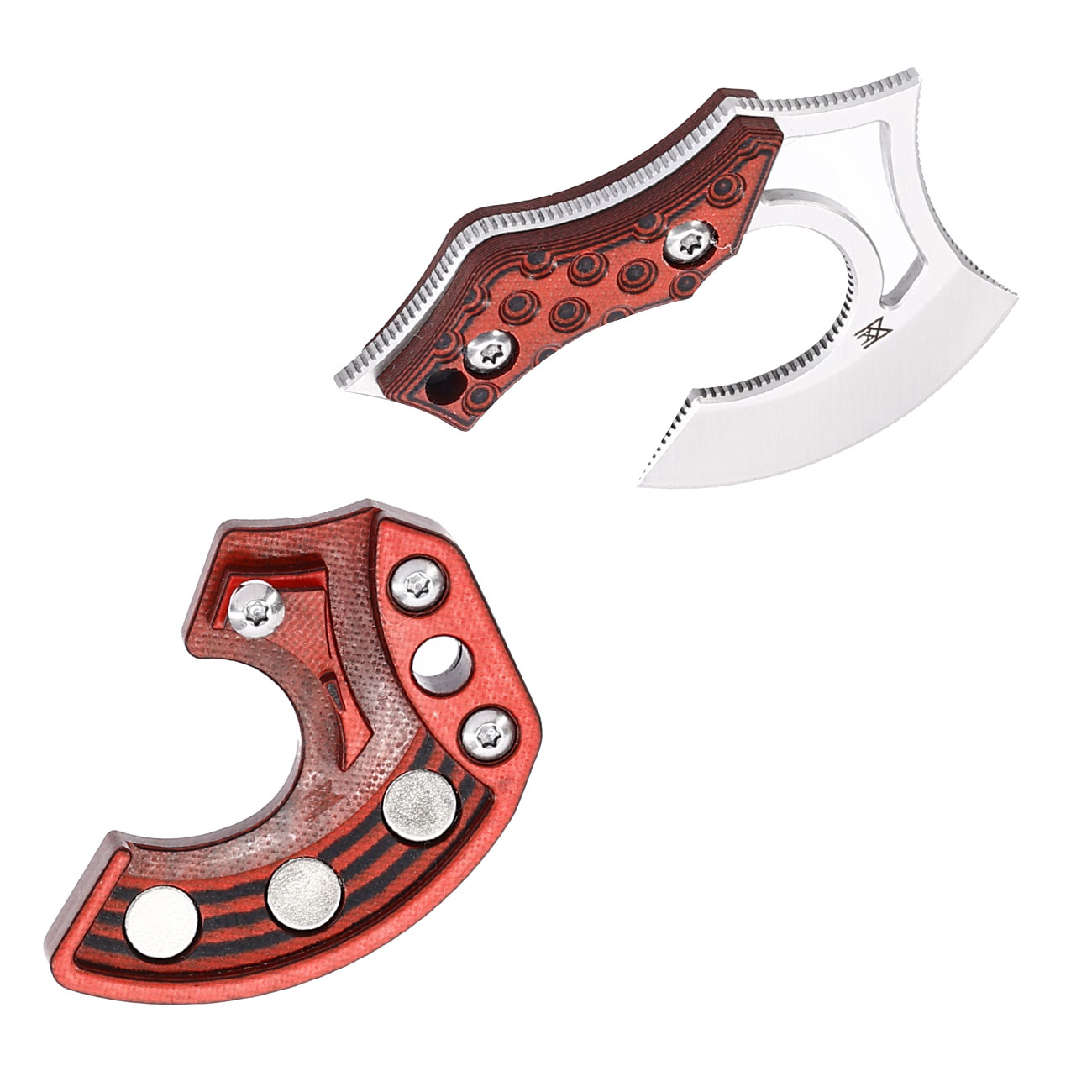 Midgards Neck Knife Mini Axt Nori Nano V2 silber/rot inkl. Klingenschutz und Clip Bild 3