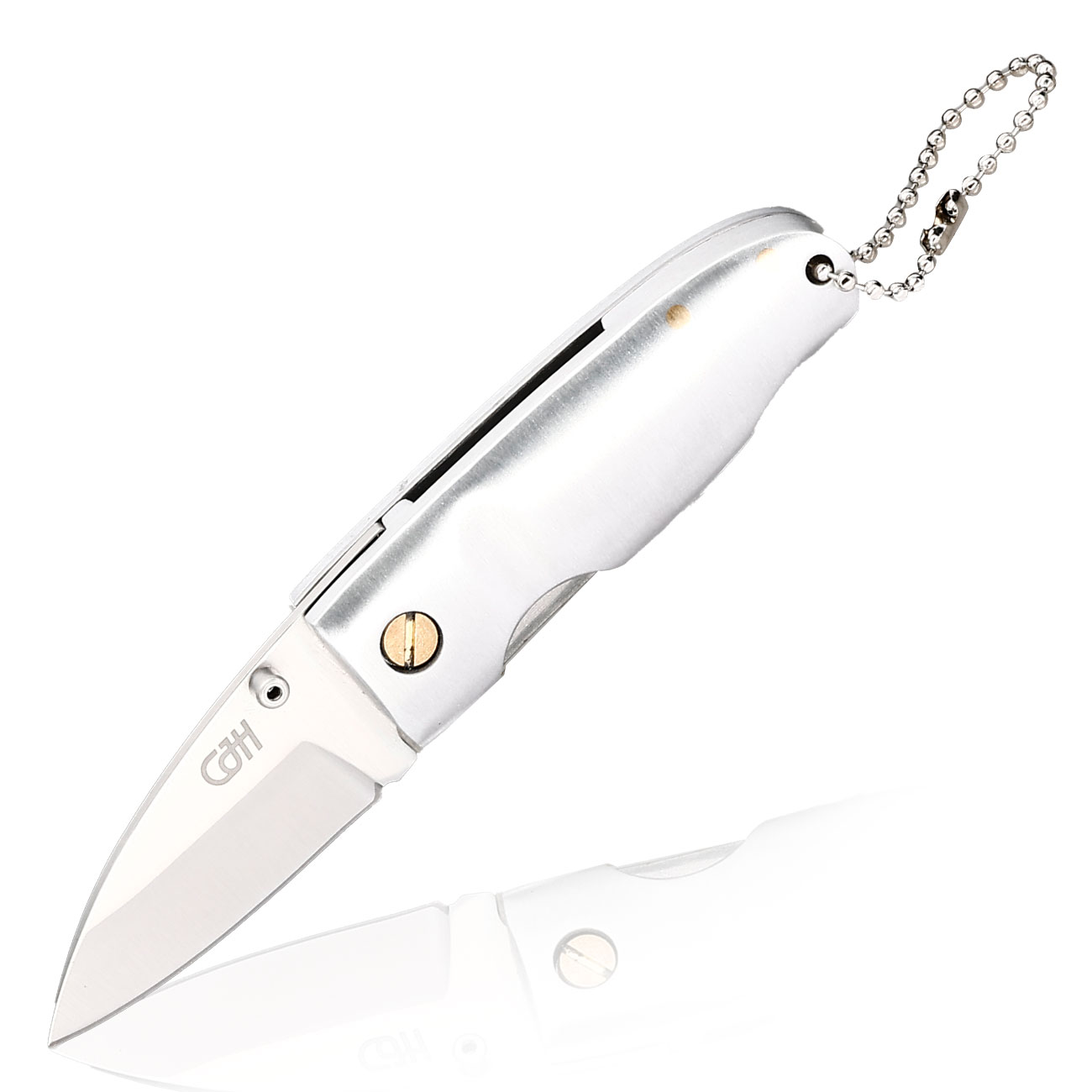 CJH Einhandmesser Stubby silber inkl. Kugelkette