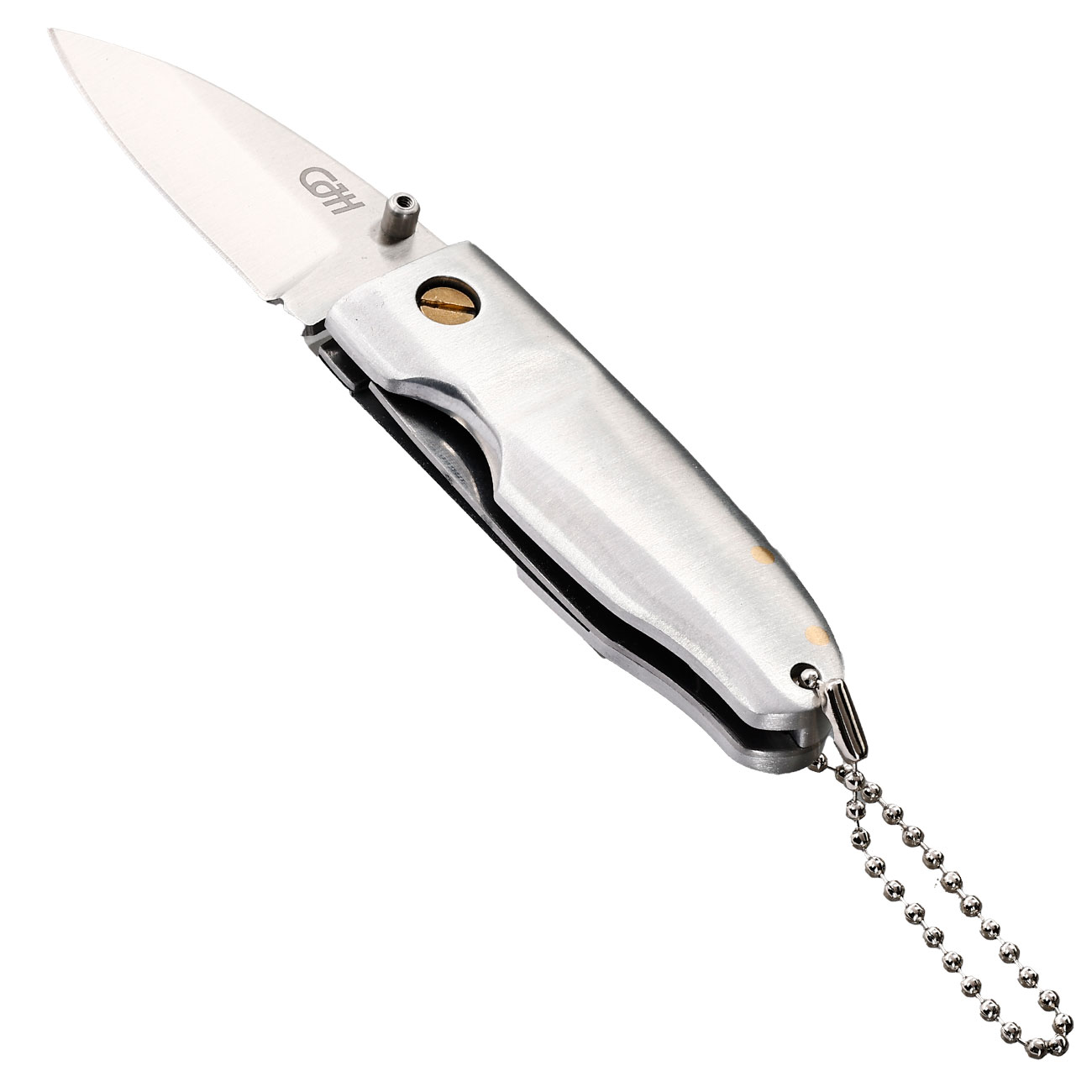CJH Einhandmesser Stubby silber inkl. Kugelkette Bild 2