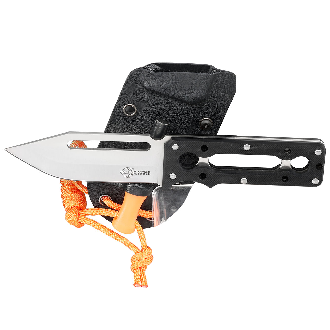 Outdoormesser Skelett Duo 2in1 schwarz inkl. Feuerstahl & Kydexscheide Bild 3
