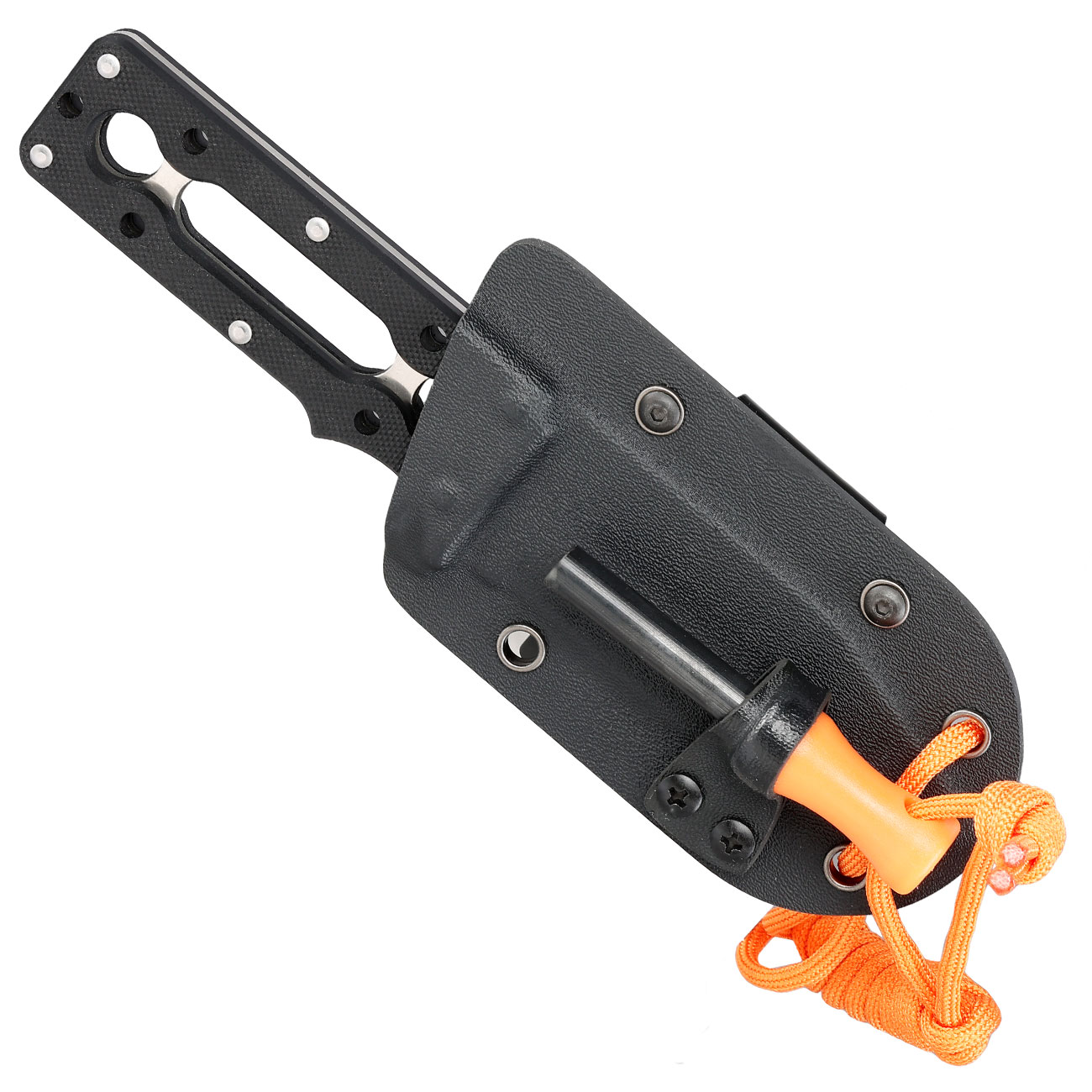 Outdoormesser Skelett Duo 2in1 schwarz inkl. Feuerstahl & Kydexscheide Bild 4