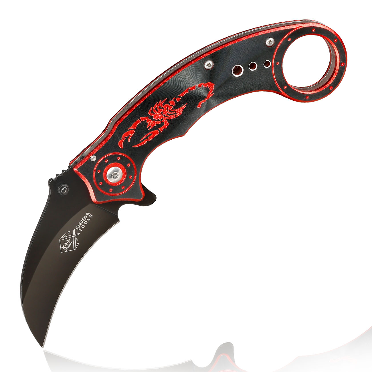 Einhandmesser Karambit Red Scorpion schwarz/rot inkl. Grtelclip