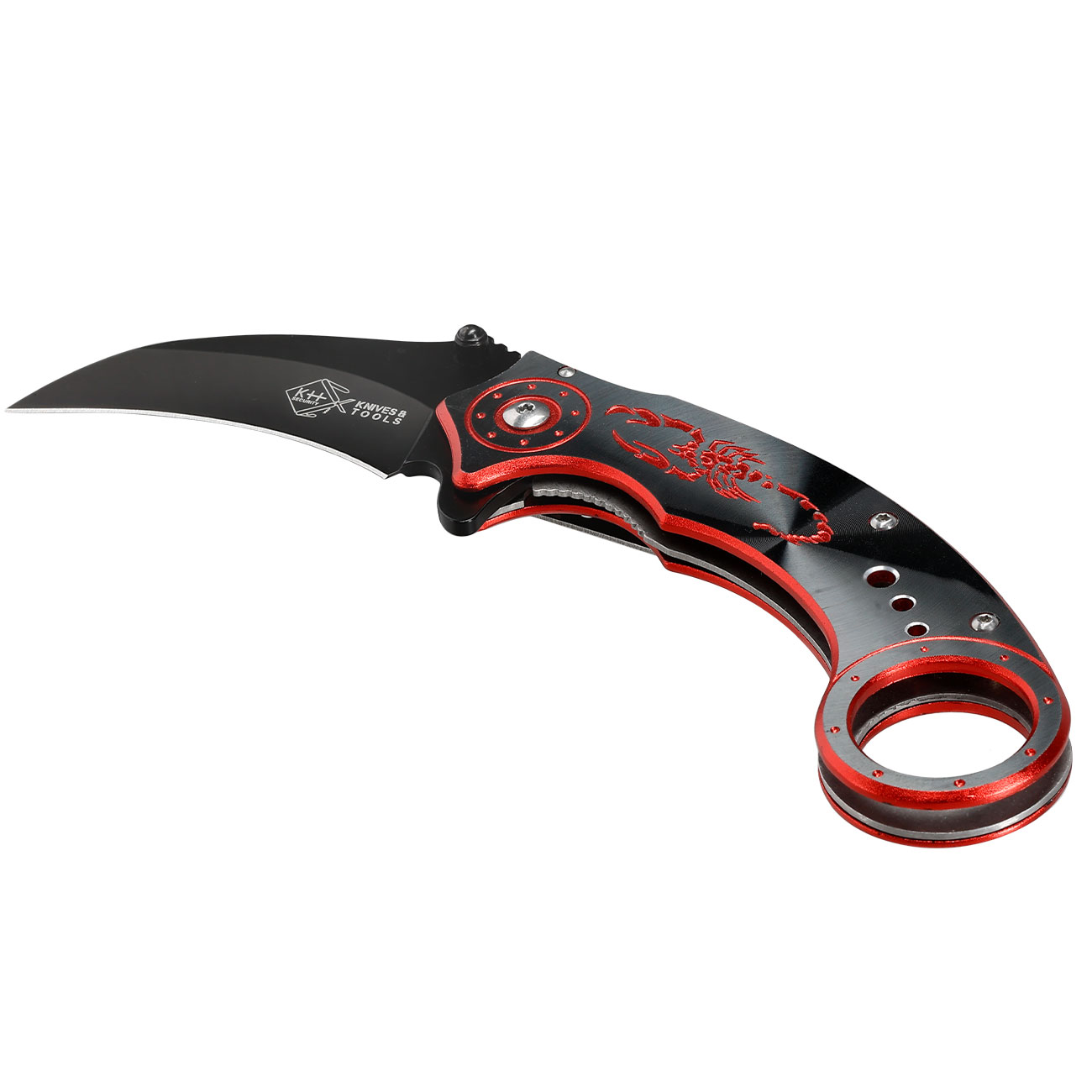 Einhandmesser Karambit Red Scorpion schwarz/rot inkl. Grtelclip Bild 2