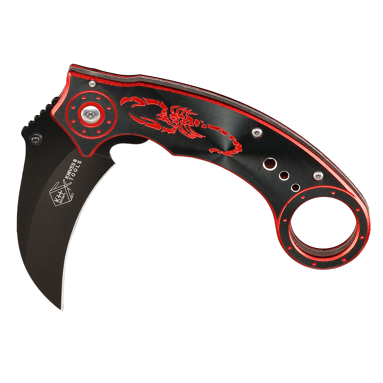 Einhandmesser Karambit Red Scorpion schwarz/rot inkl. Grtelclip Bild 3