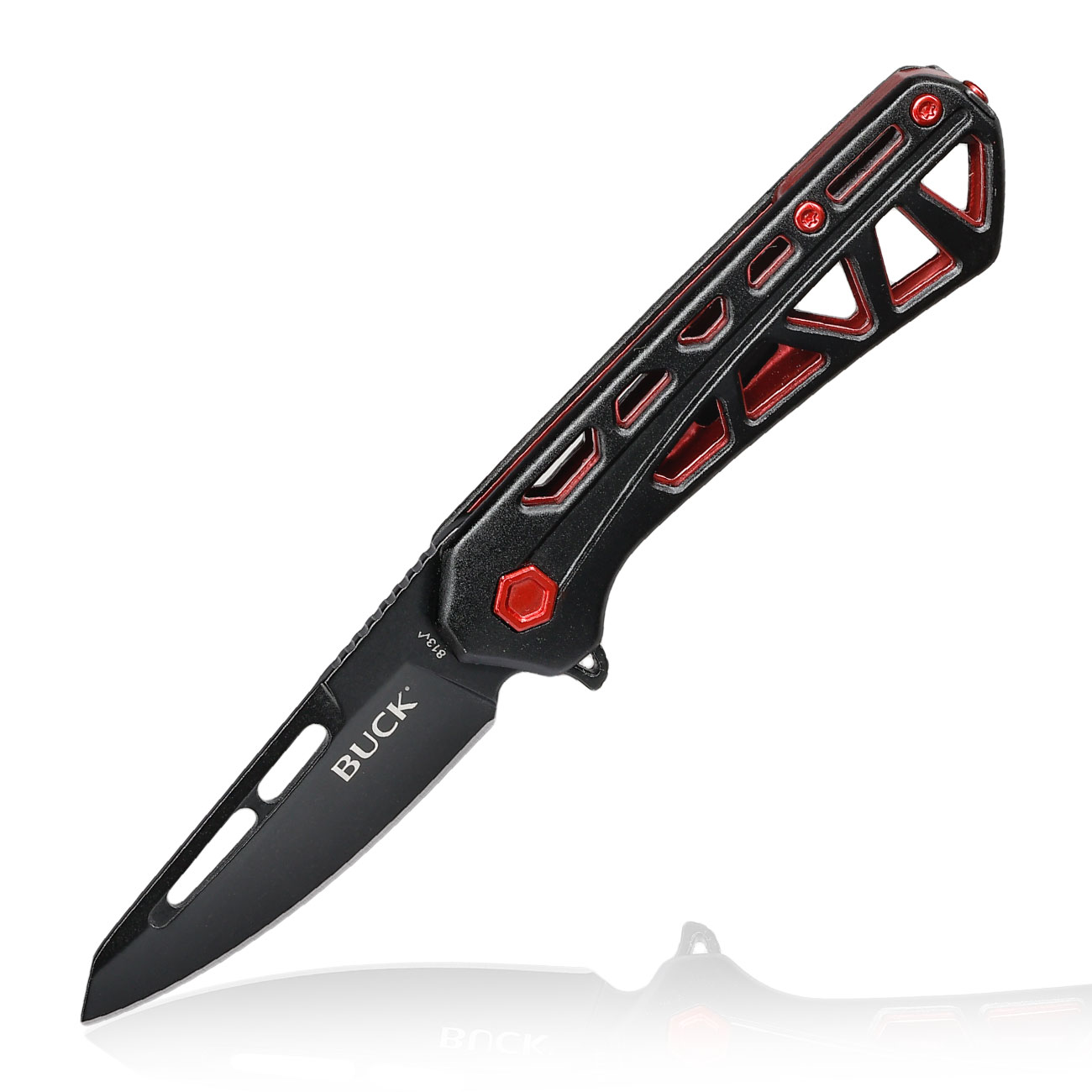 Buck Einhandmesser 813 Mini Trace OPS schwarz/rot inkl. Grtelclip