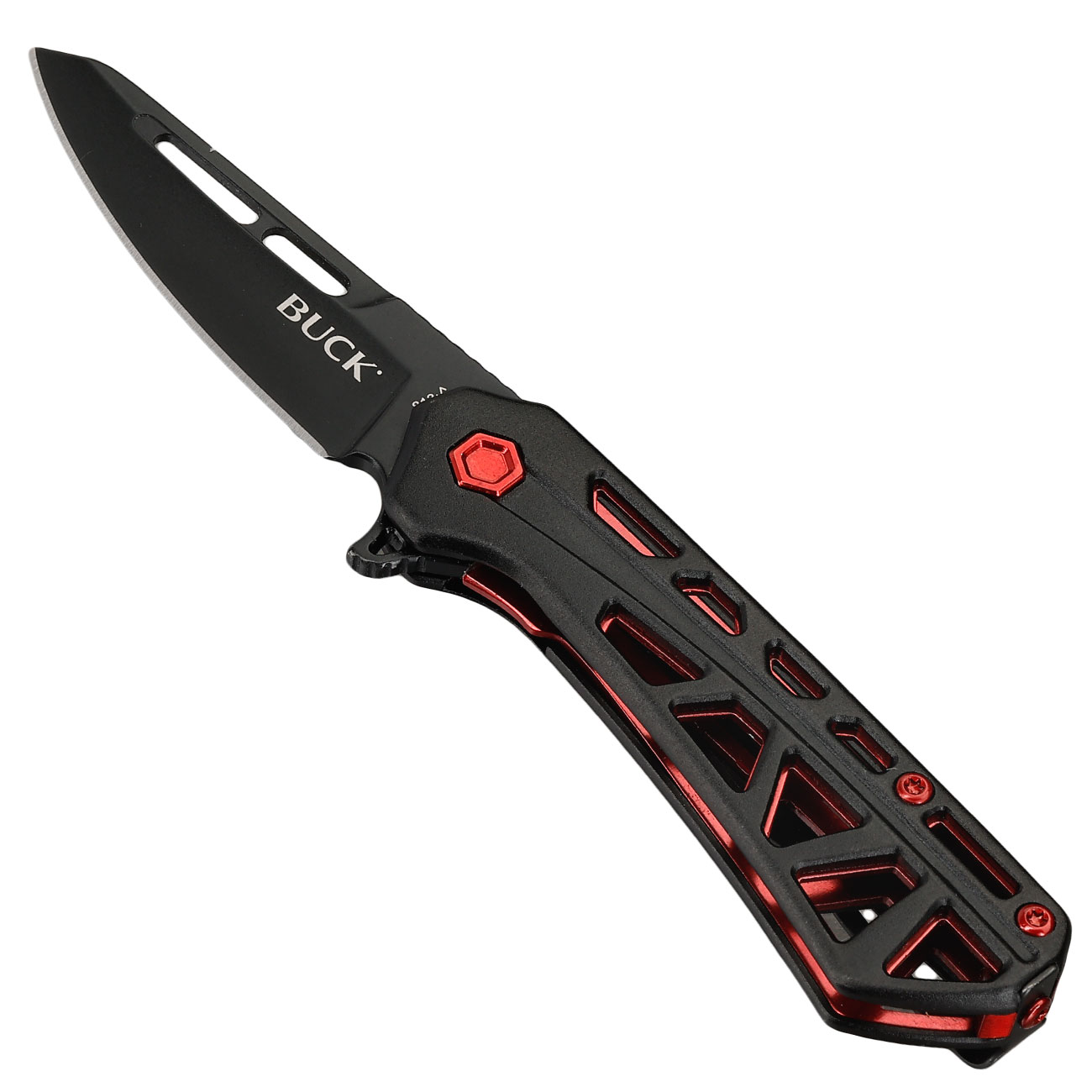 Buck Einhandmesser 813 Mini Trace OPS schwarz/rot inkl. Grtelclip Bild 2