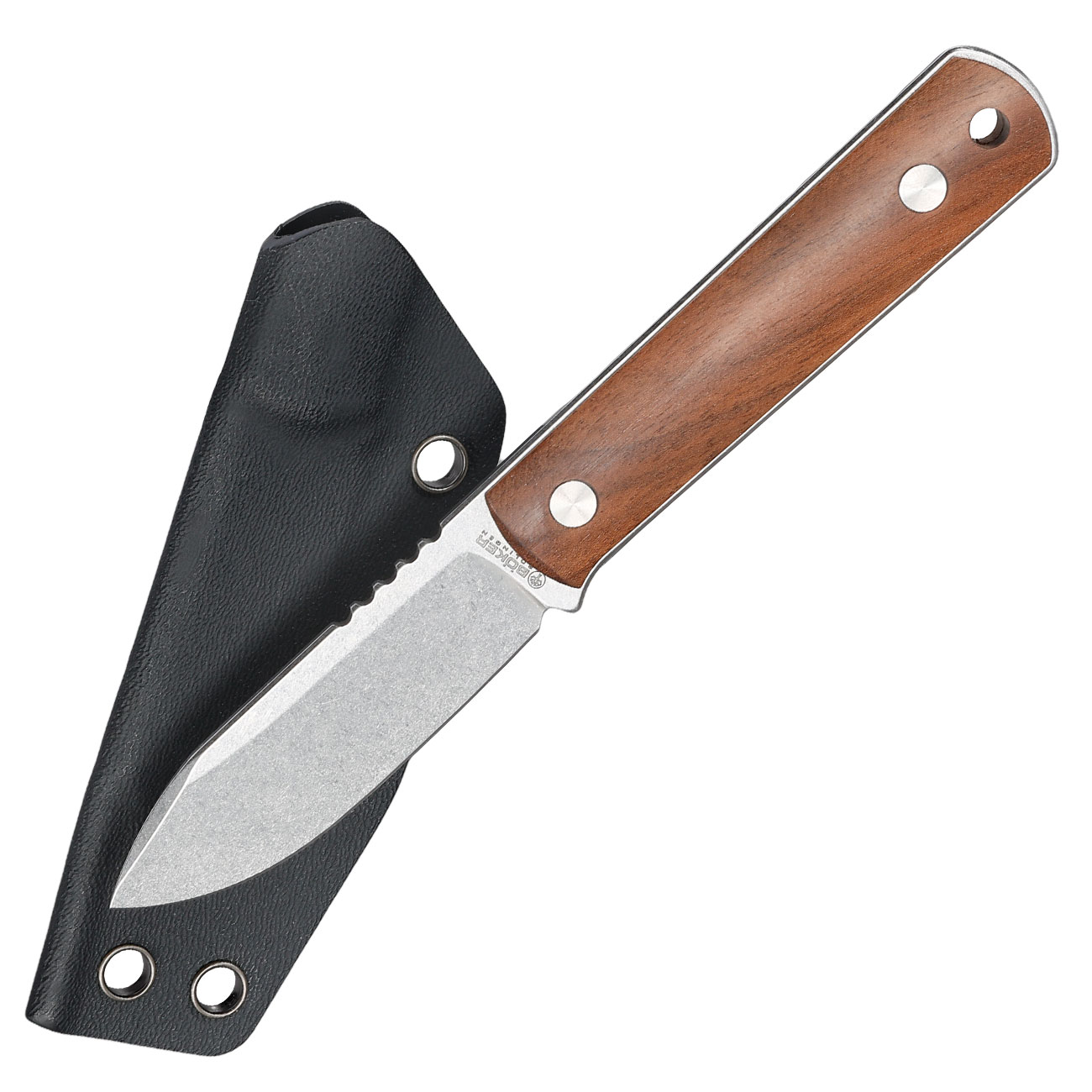 Bker Neck Knife BFF Packlite Walnuss silber/braun inkl. Kydexscheide, Kugelkette & Etui Bild 4