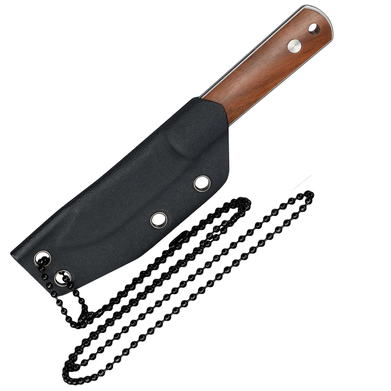Bker Neck Knife BFF Packlite Walnuss silber/braun inkl. Kydexscheide, Kugelkette & Etui Bild 5