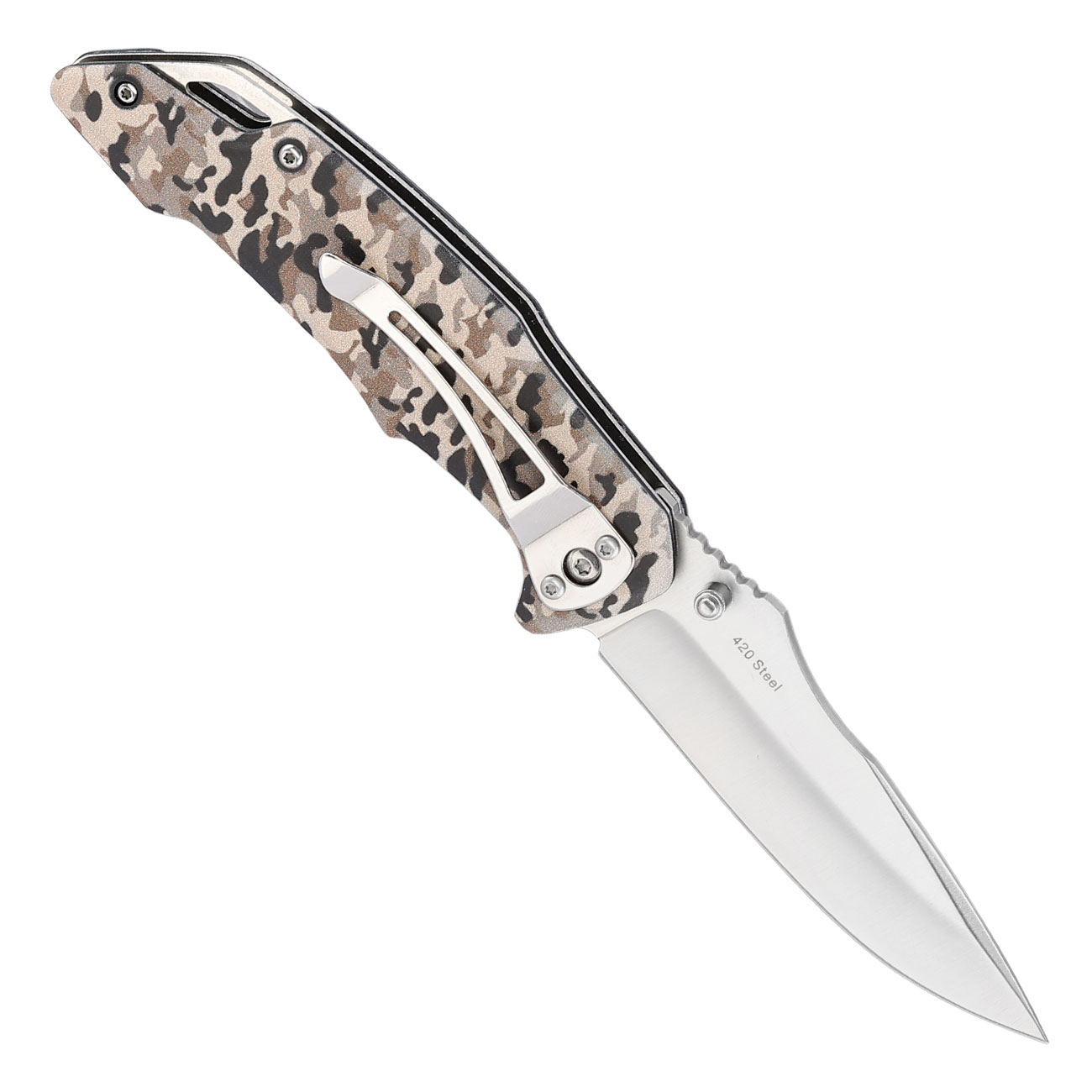 Black Ice Einhandmesser brown camo inkl. Grtelclip Bild 1