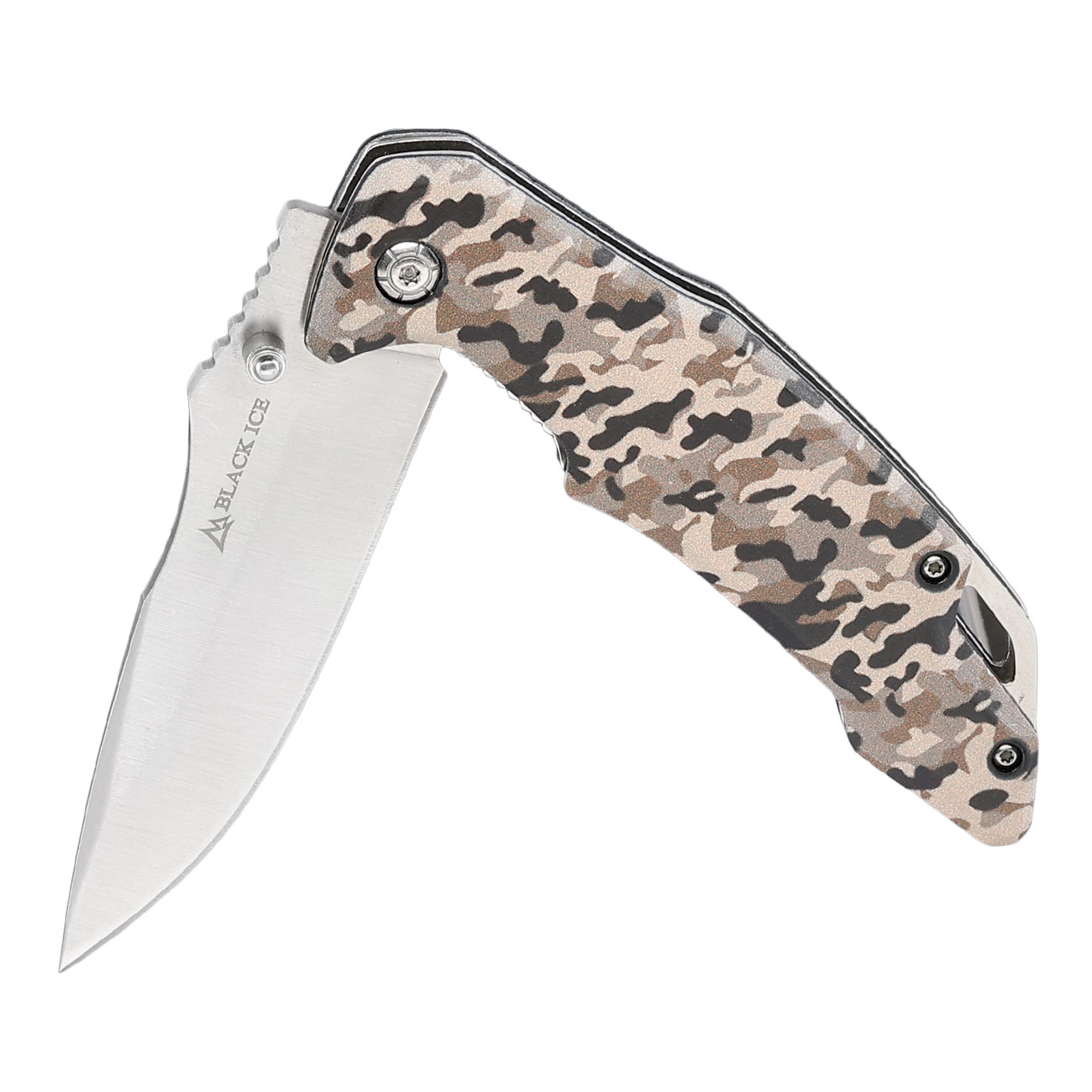 Black Ice Einhandmesser brown camo inkl. Grtelclip Bild 2