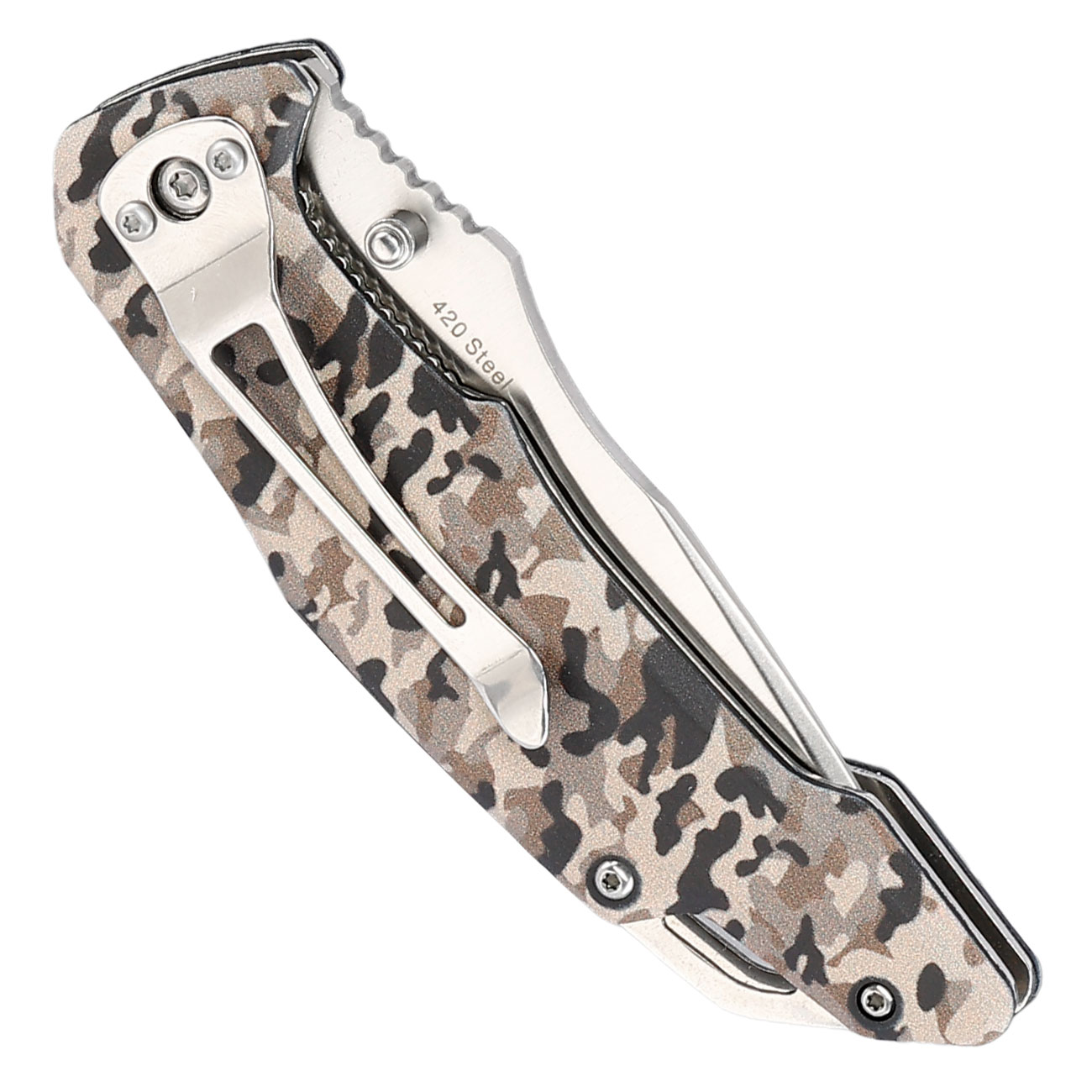 Black Ice Einhandmesser brown camo inkl. Grtelclip Bild 5