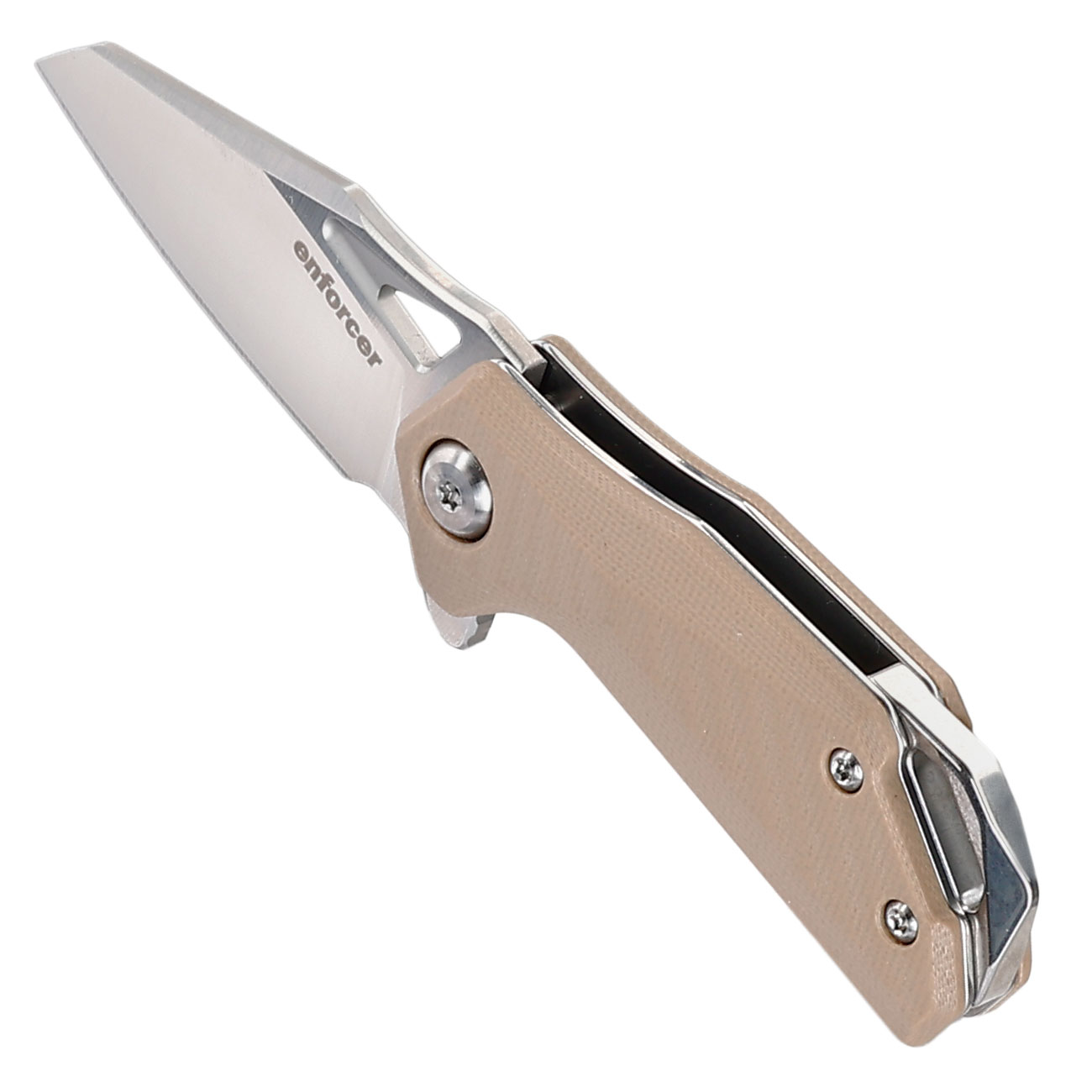 Enforcer Einhandmesser Petit silber/coyote inkl. Grtelclip Bild 6