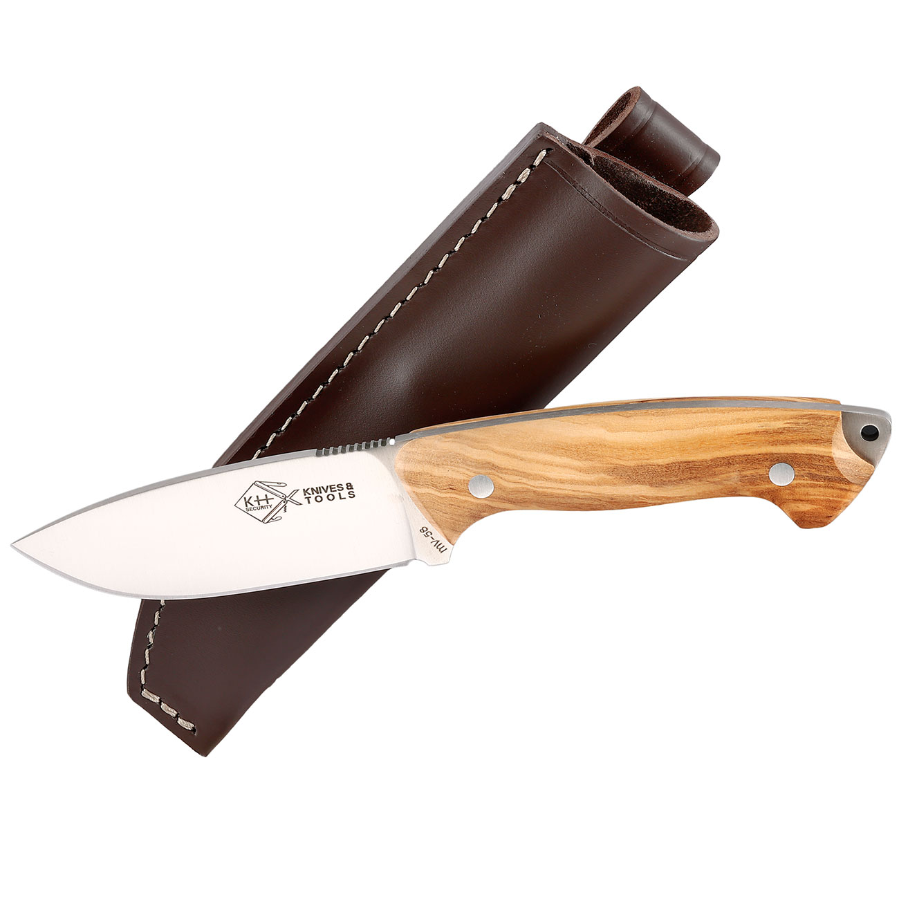 Outdoormesser Hunter Olivenholz inkl. Lederscheide Bild 3
