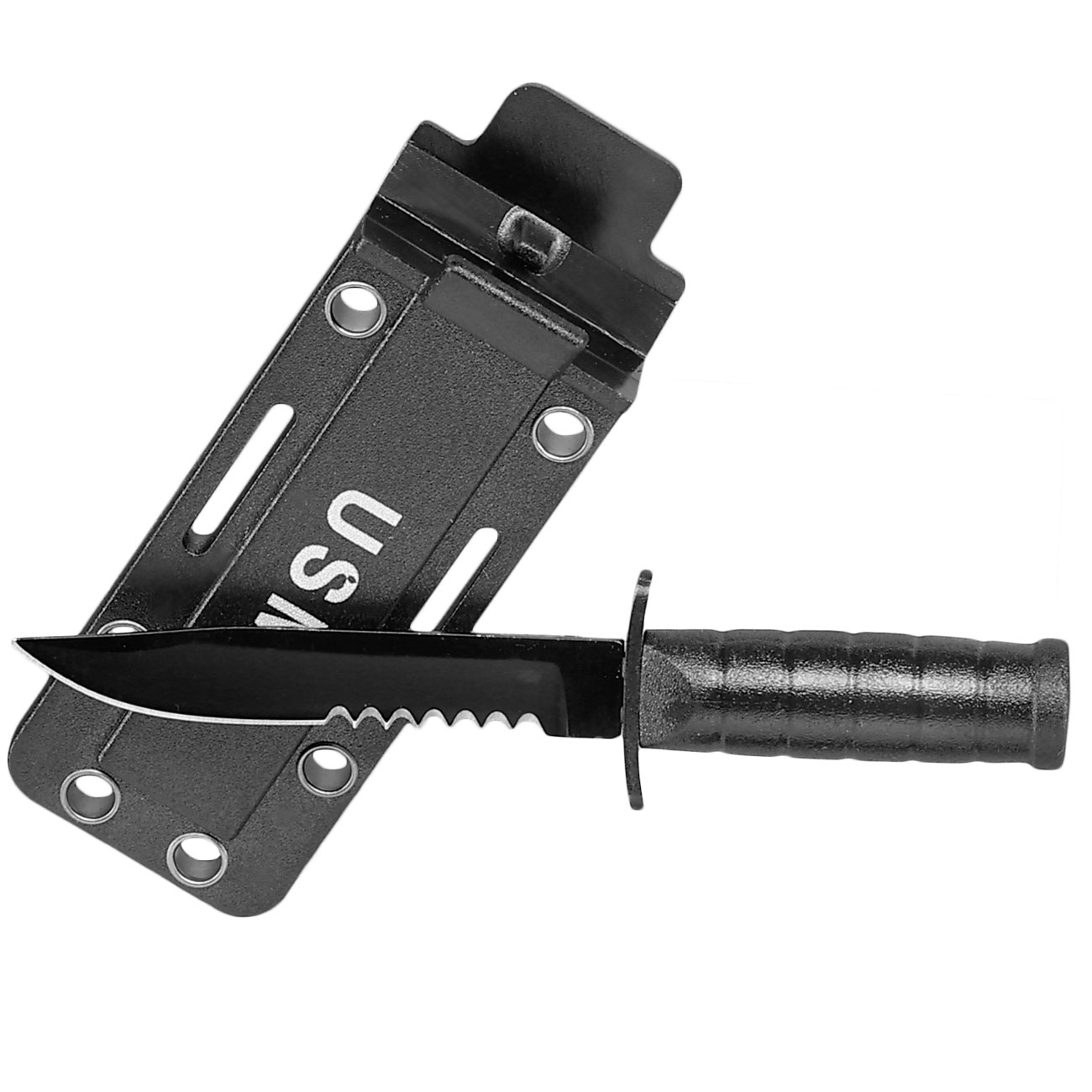 Neck Knife Mini USMC schwarz inkl. Kydexscheide & Kugelkette Bild 3