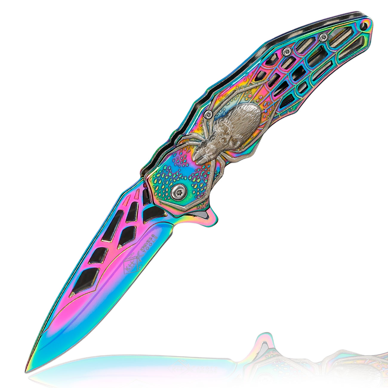 Einhandmesser Spider rainbow inkl. Grtelclip