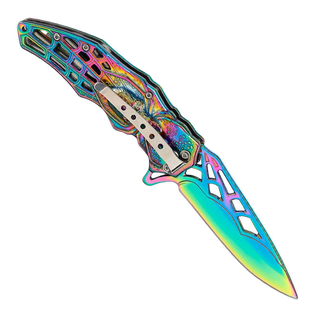 Einhandmesser Spider rainbow inkl. Grtelclip Bild 1