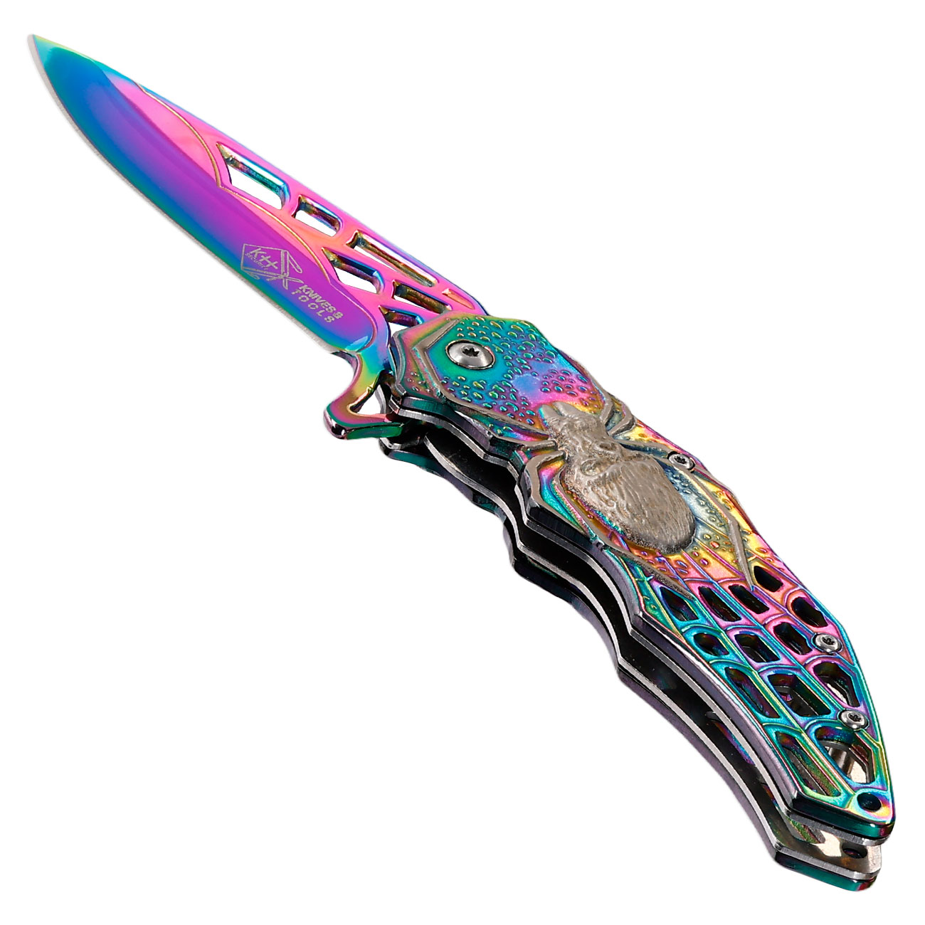 Einhandmesser Spider rainbow inkl. Grtelclip Bild 2