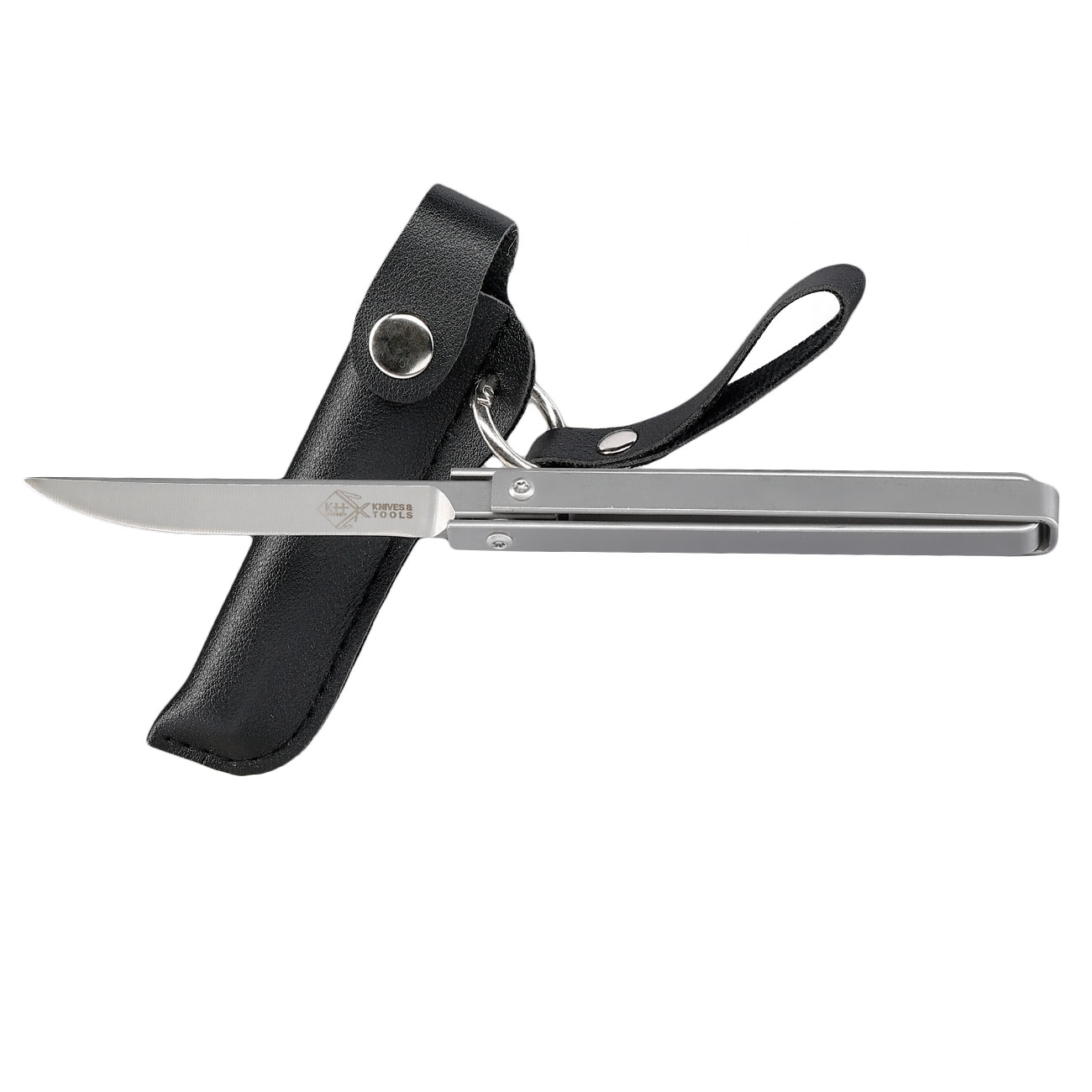 Folding Knife 360 mit Glasbrecher silber inkl. Lederholster Bild 5