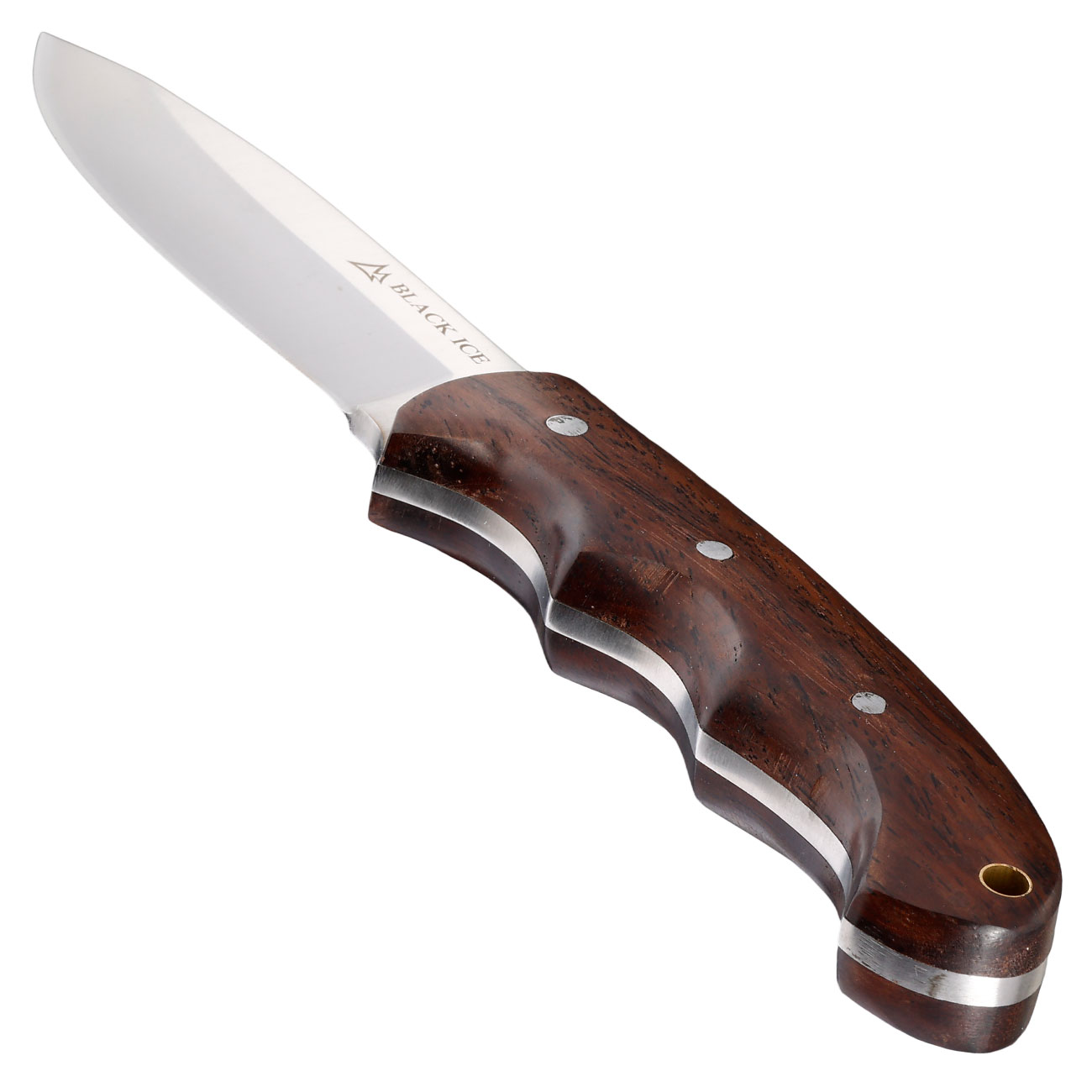 Black Ice Outdoormesser Mountain Carver silber/braun inkl. Lederscheide Bild 2