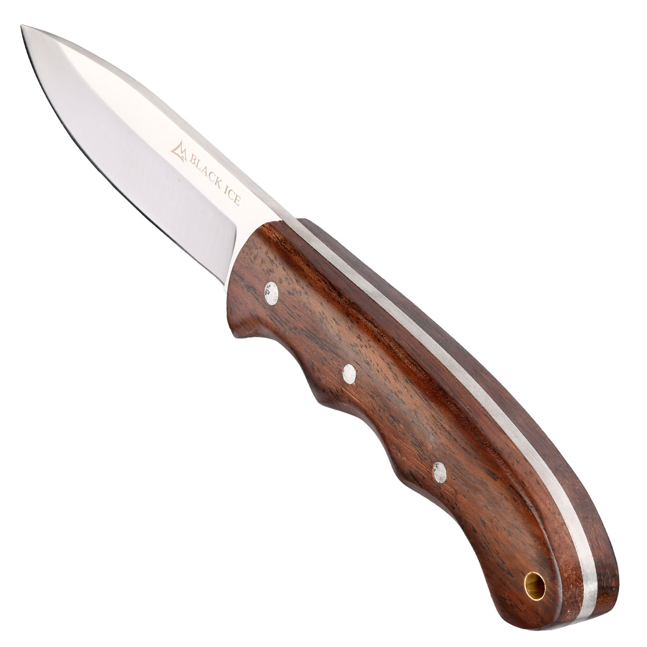 Black Ice Outdoormesser Mountain Carver silber/braun inkl. Lederscheide Bild 5