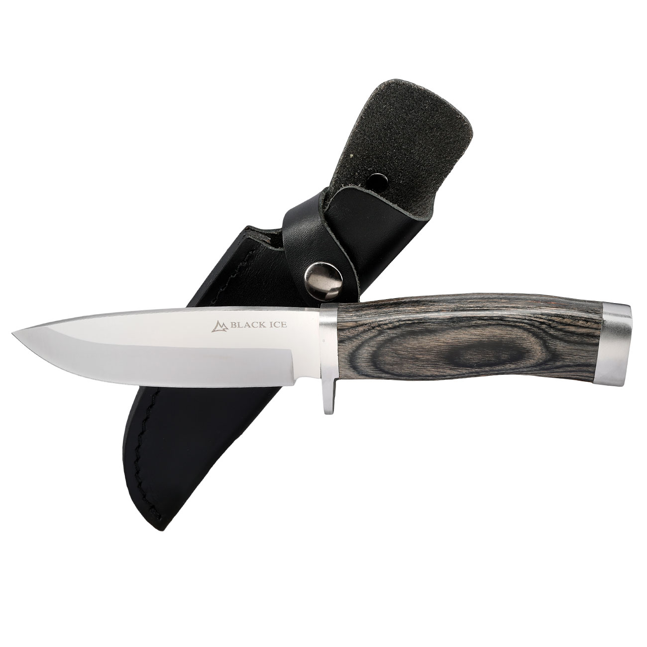 Black Ice Outdoormesser Trail Blade silber/braun inkl. Lederscheide Bild 3