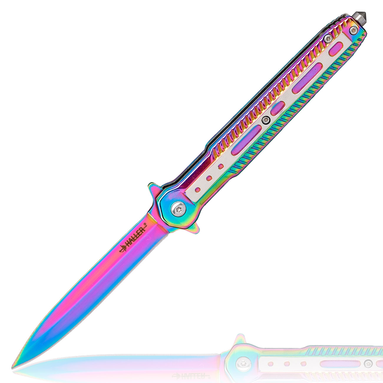 Haller Einhandmesser Stiletto rainbow inkl. Grtelclip & Glasbrecher