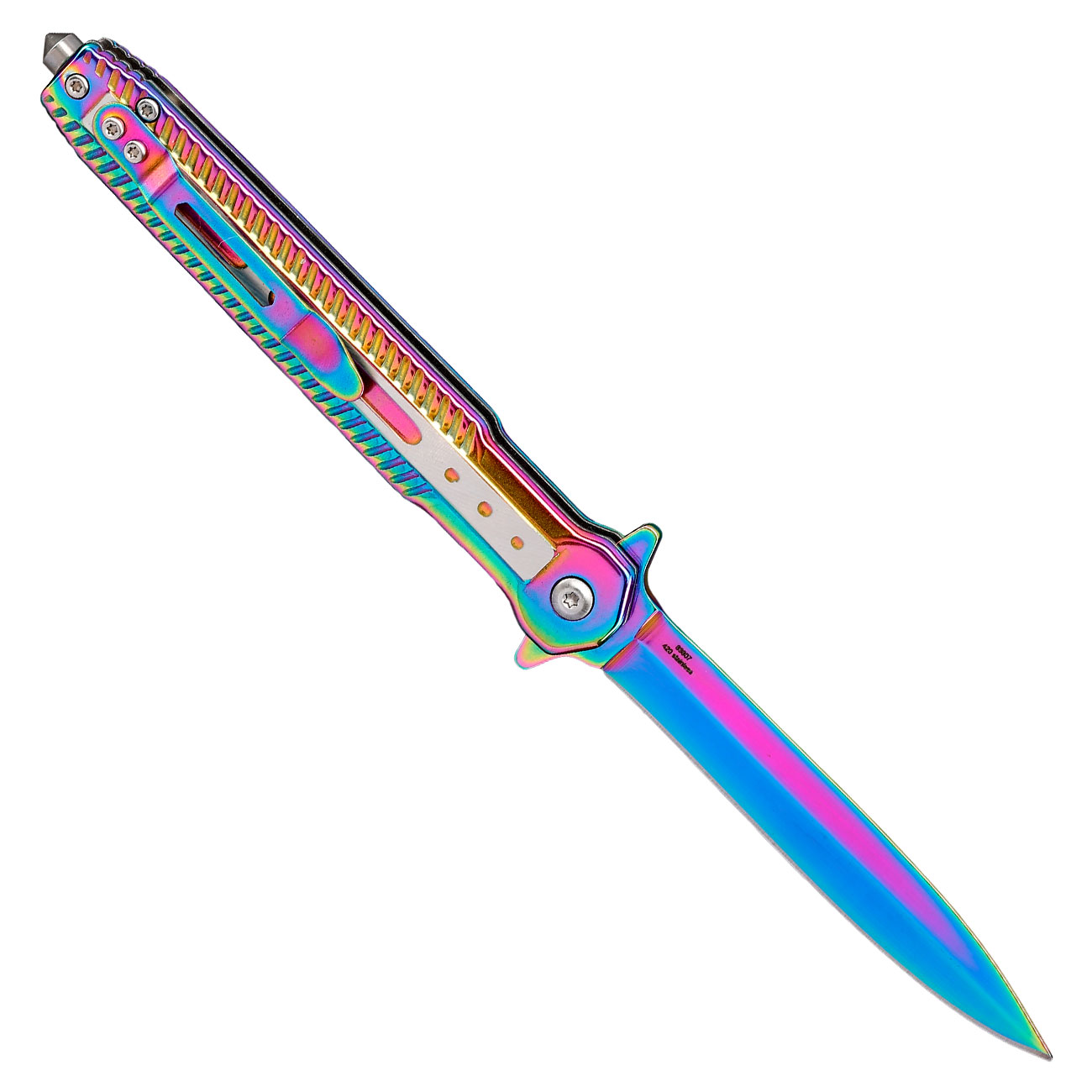 Haller Einhandmesser Stiletto rainbow inkl. Grtelclip & Glasbrecher Bild 1