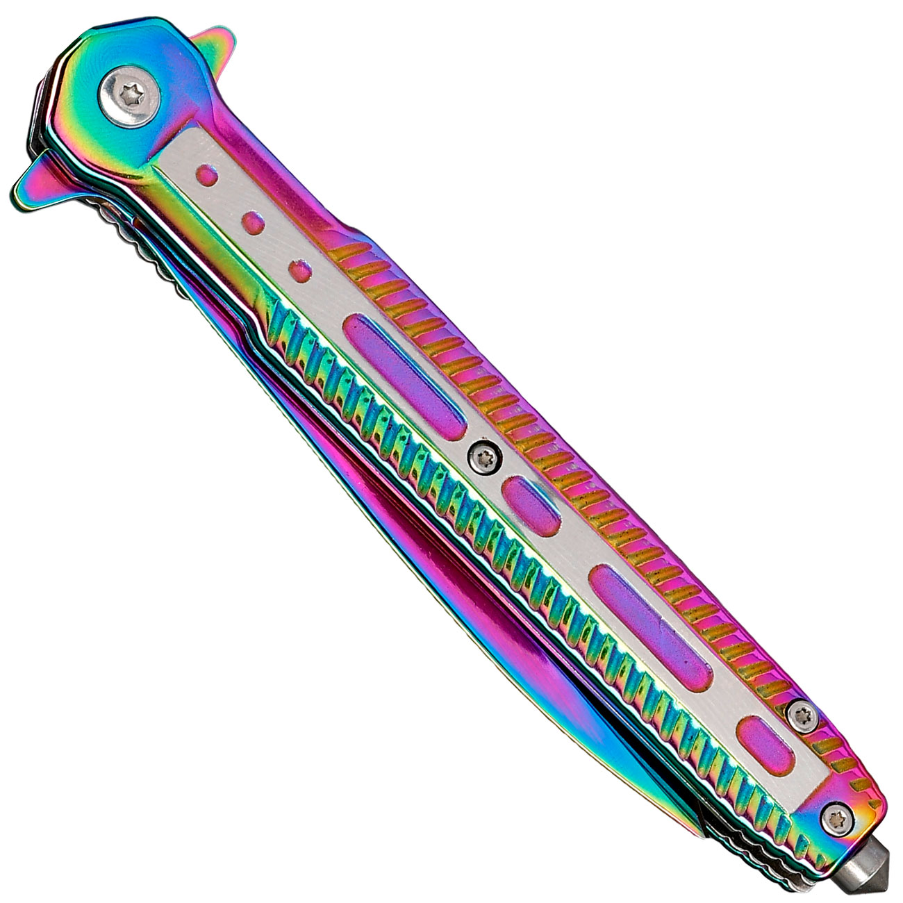 Haller Einhandmesser Stiletto rainbow inkl. Grtelclip & Glasbrecher Bild 4