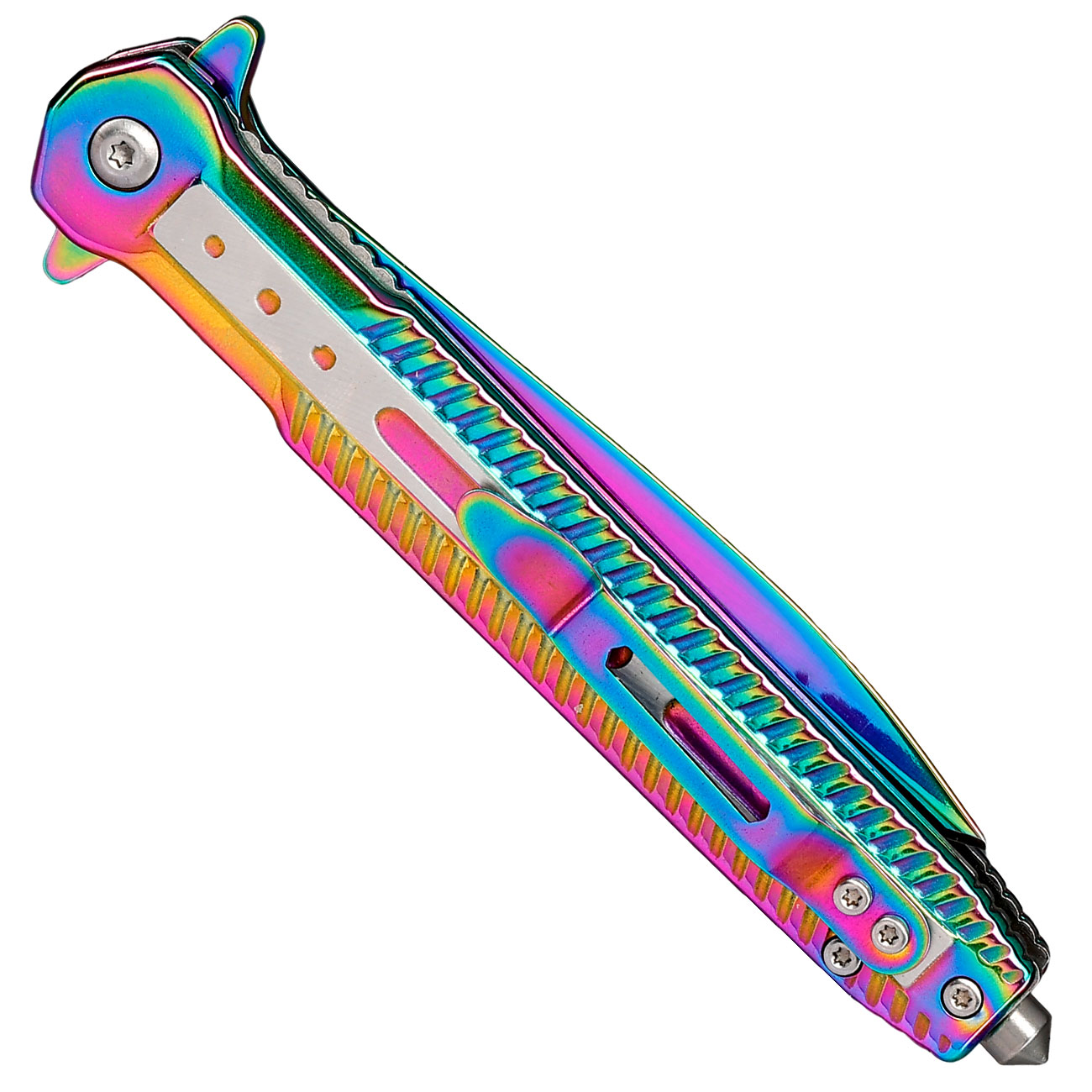 Haller Einhandmesser Stiletto rainbow inkl. Grtelclip & Glasbrecher Bild 5