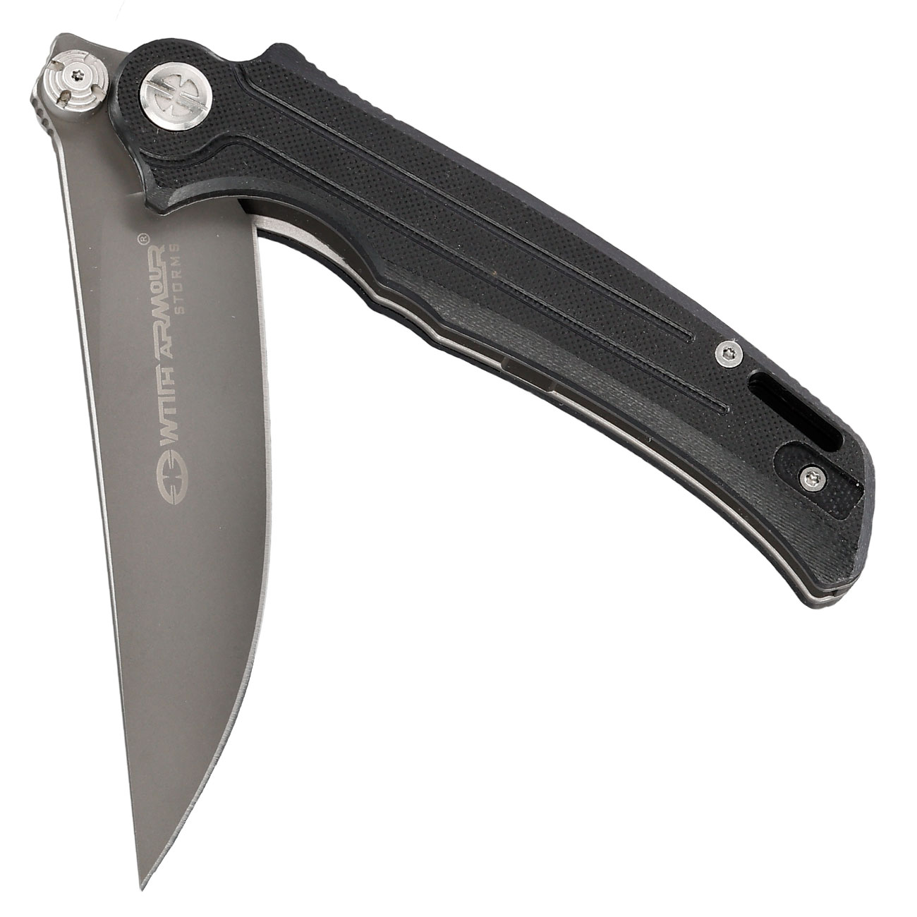 With Armour Einhandmesser Gundog grau/schwarz inkl. Grtelclip Bild 3