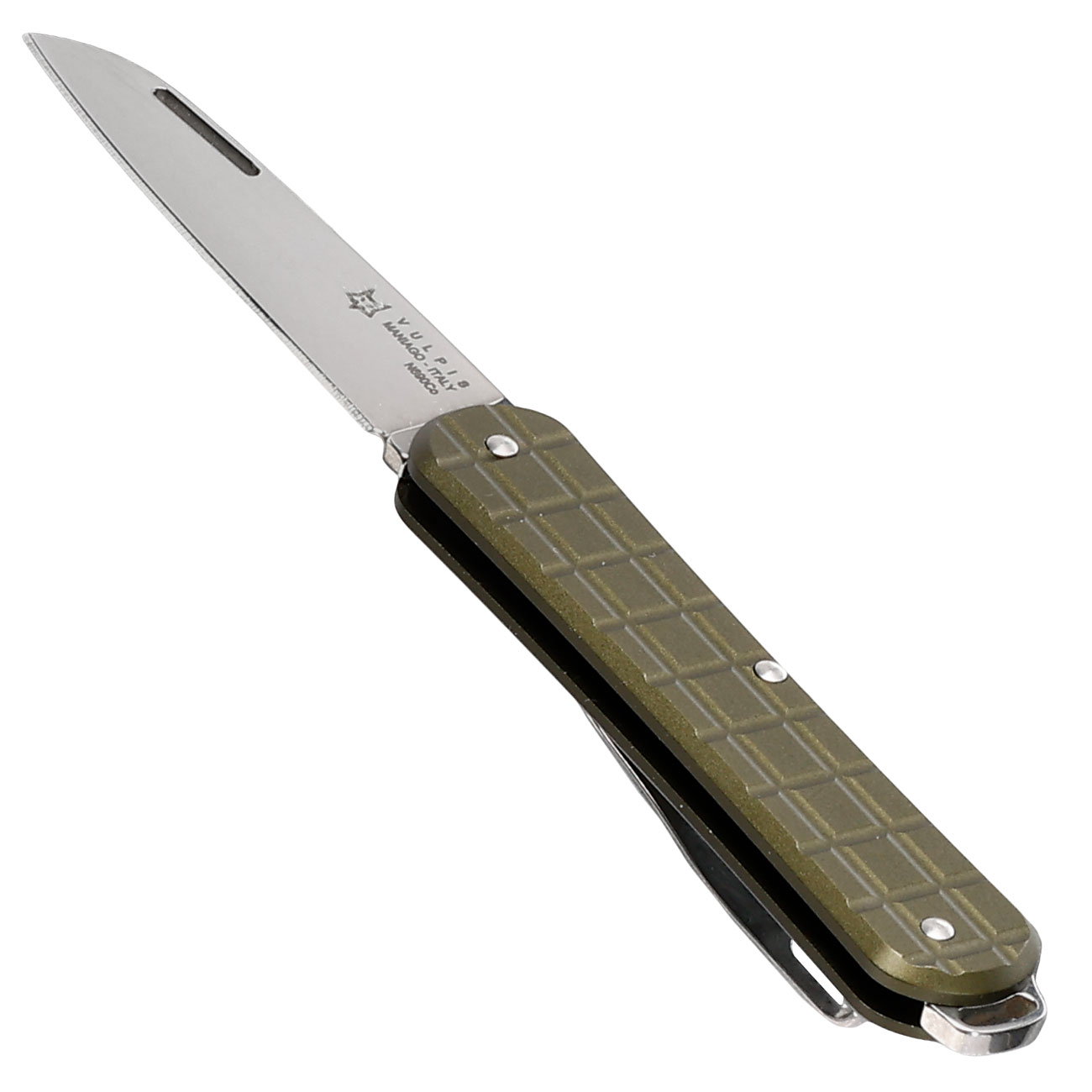Fox Knives Taschenmesser Vulpis 130 Grenade oliv inkl. Grtelclip Bild 2