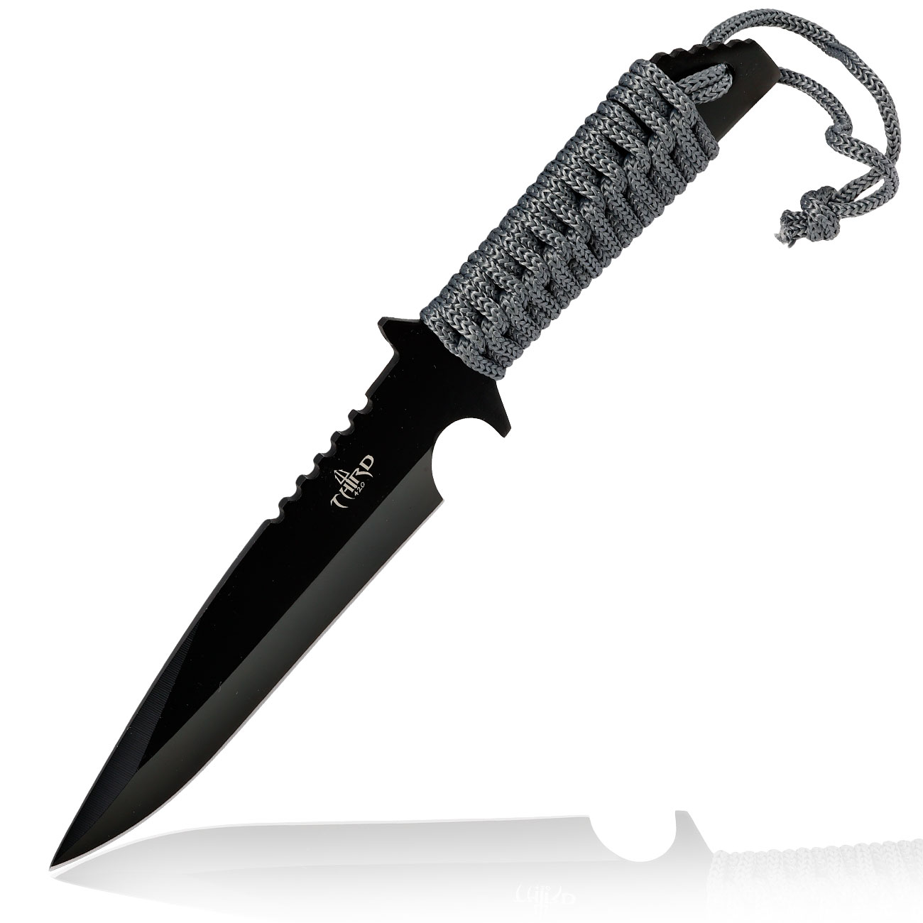 Third Outdoormesser H0401 schwarz/grau inkl. Feuerstahl & Nylonscheide