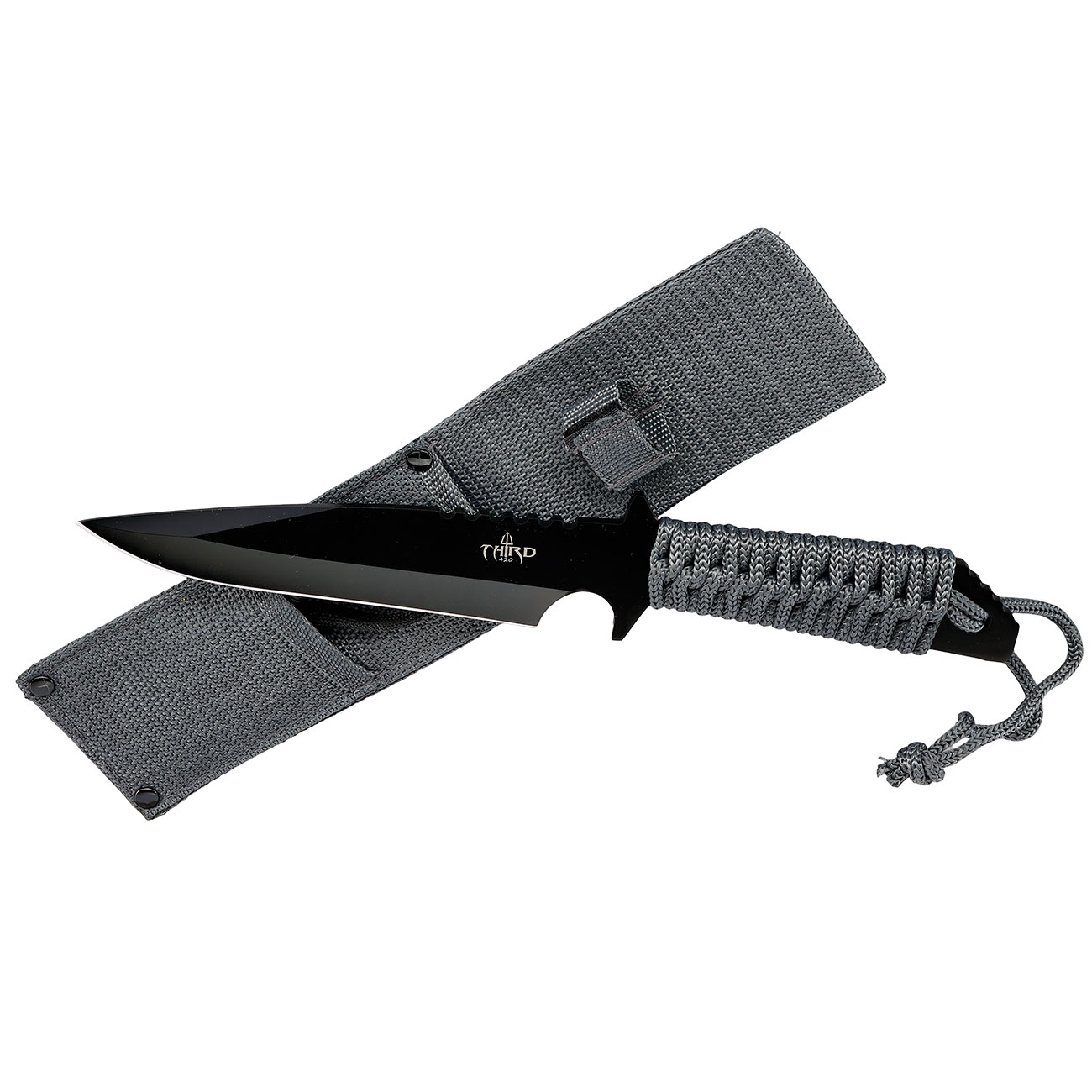 Third Outdoormesser H0401 schwarz/grau inkl. Feuerstahl & Nylonscheide Bild 3