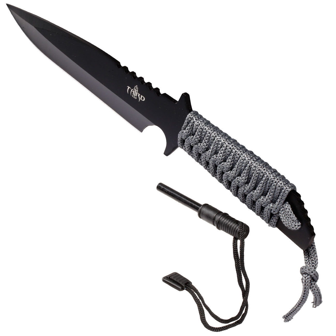 Third Outdoormesser H0401 schwarz/grau inkl. Feuerstahl & Nylonscheide Bild 5