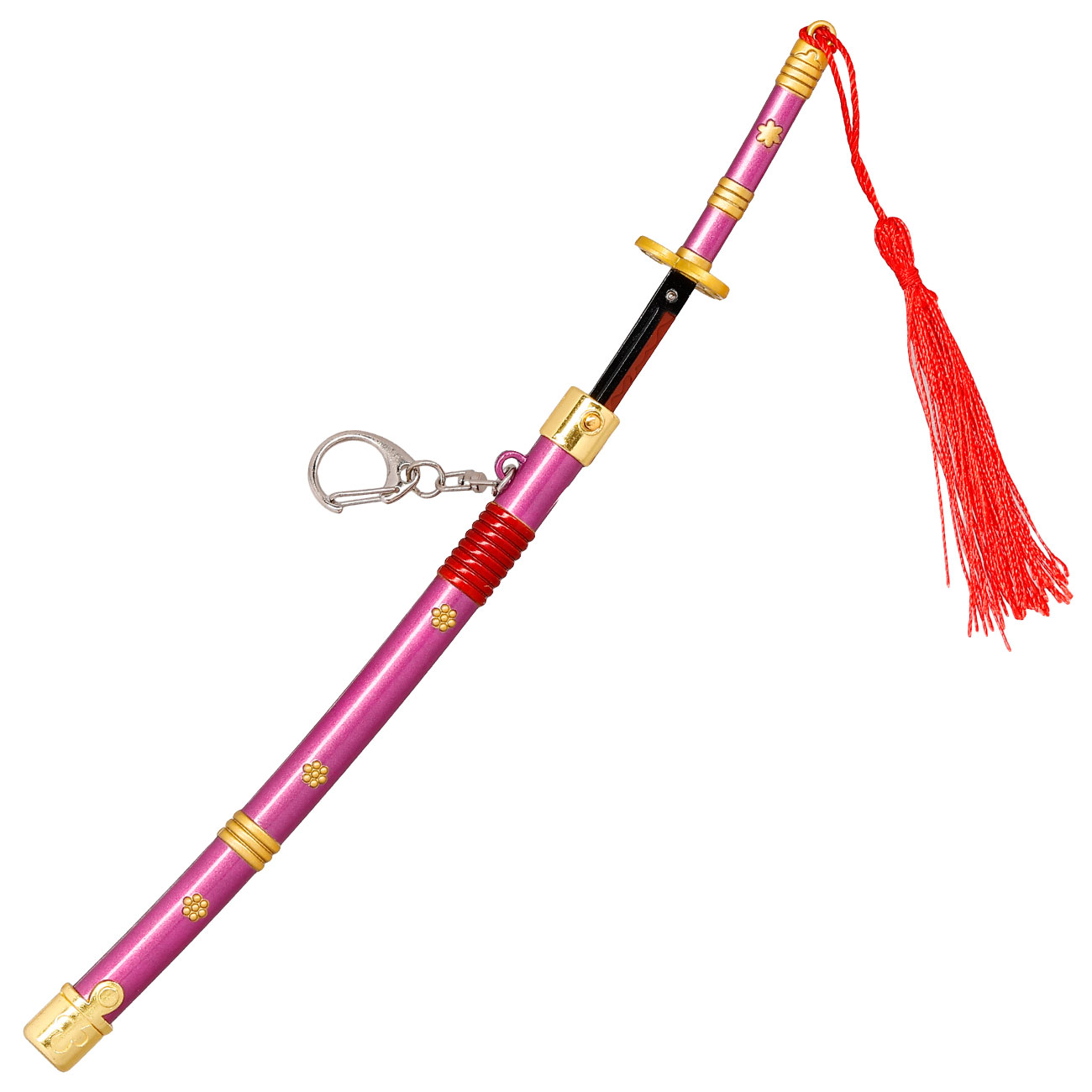 Schlsselanhnger Mini Katana One Piece Zorro Roronoa lila/gold inkl. Scheide und Schwertstnder Bild 5