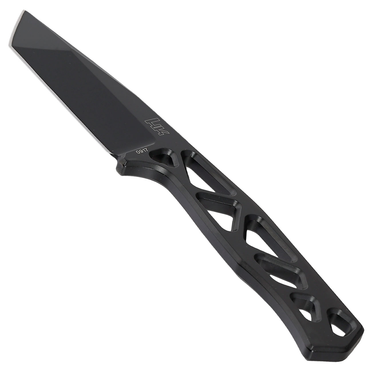 Heckler & Koch Taktisches Outdoormesser FX01 Tanto D2 Stahl schwarz inkl. Kydexscheide mit Stahlclip Bild 2